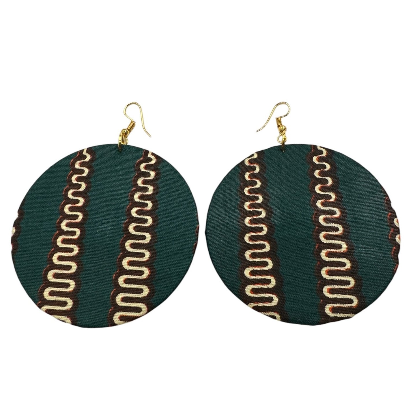 Lightweight African Printed Ankara Fabric Round Dangle Earrings - Fatisha Boutique