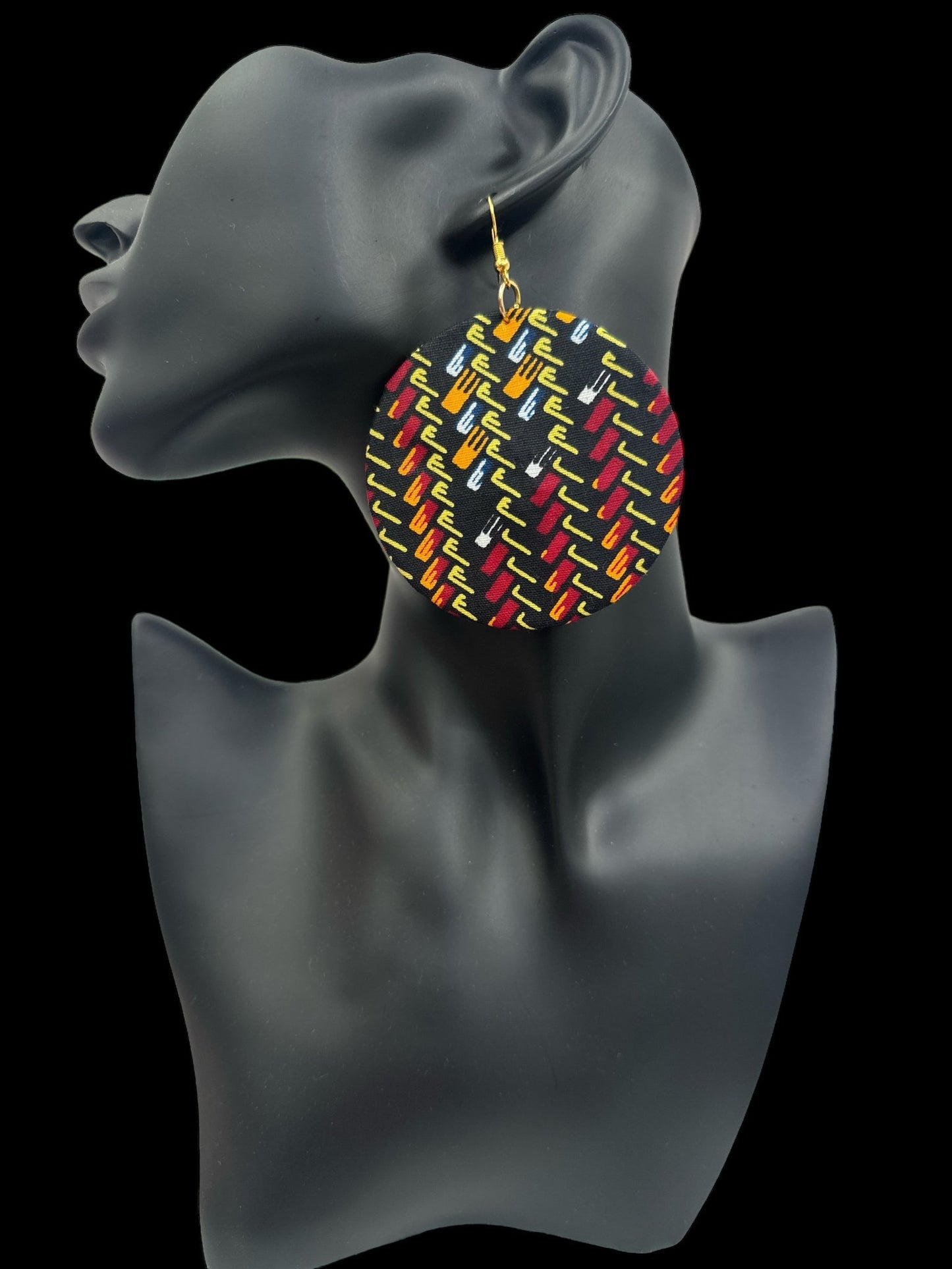 Lightweight African Printed Ankara Fabric Round Dangle Earrings - Fatisha Boutique