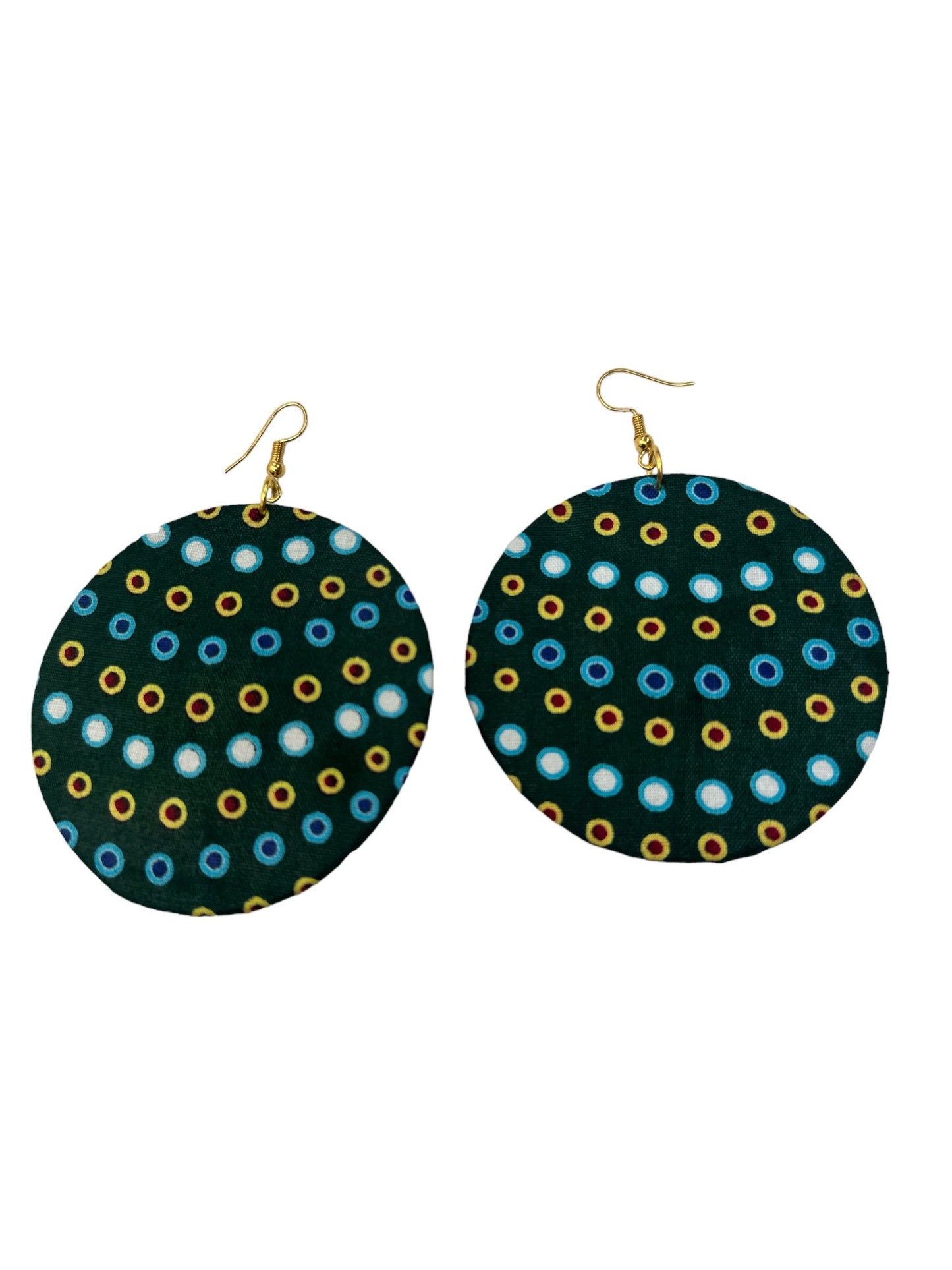 Lightweight African Printed Ankara Fabric Round Dangle Earrings - Fatisha Boutique