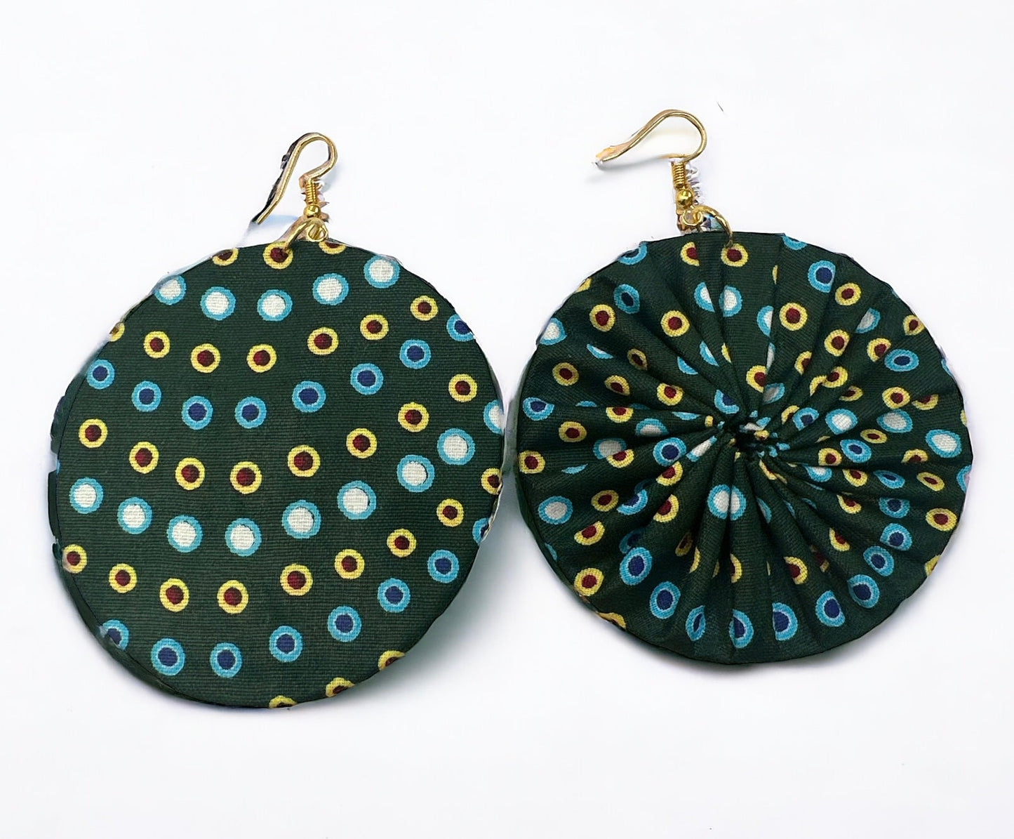 Lightweight African Printed Ankara Fabric Round Dangle Earrings - Fatisha Boutique