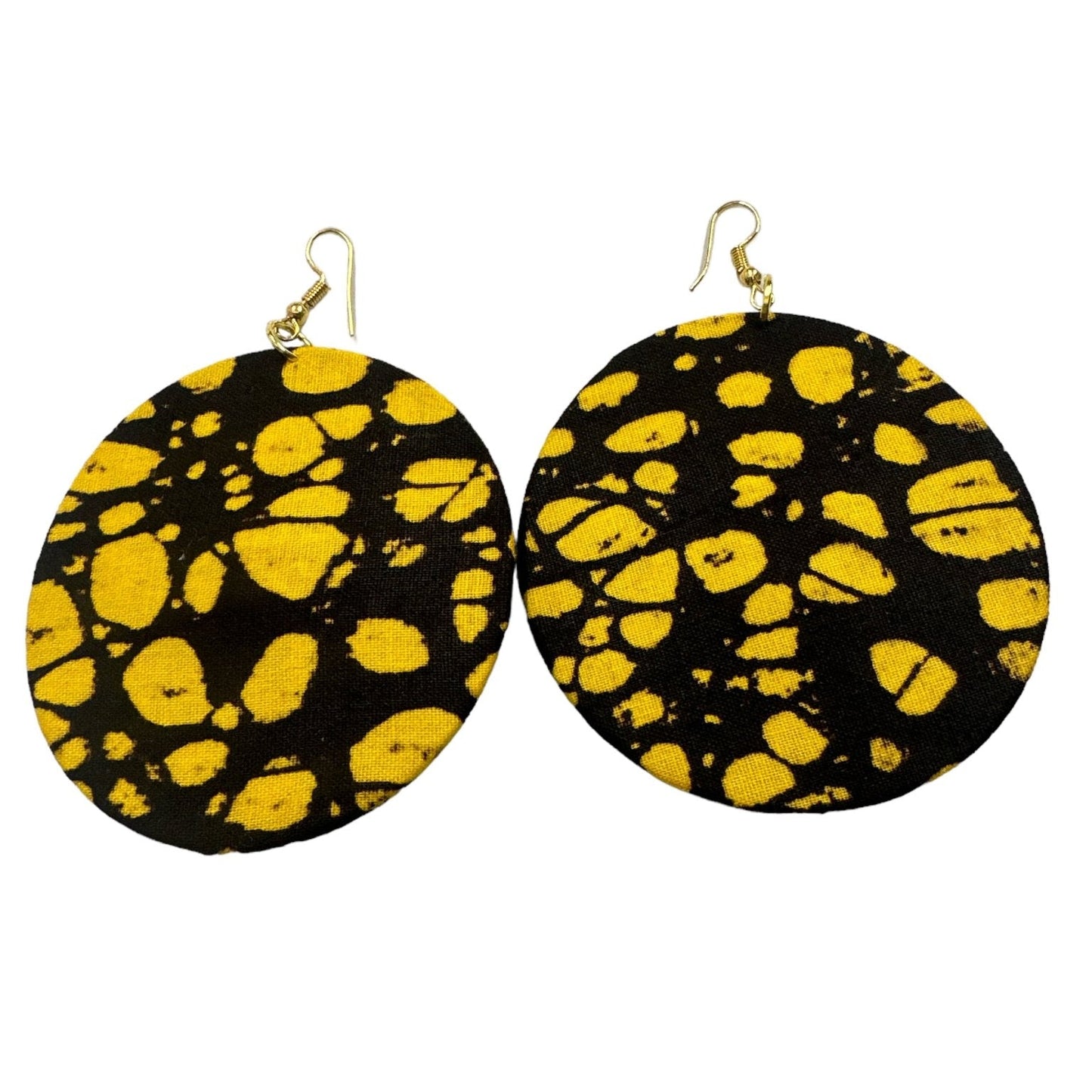 Lightweight African Printed Ankara Fabric Round Dangle Earrings - Fatisha Boutique