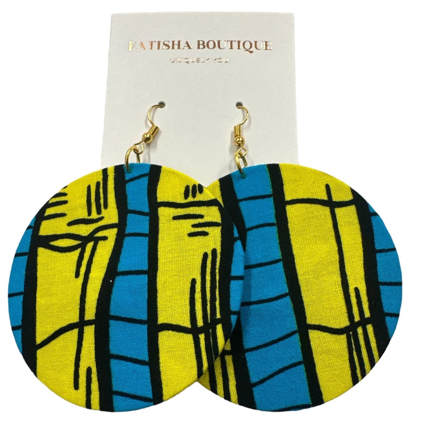Lightweight African Printed Ankara Fabric Round Dangle Earrings - Fatisha Boutique