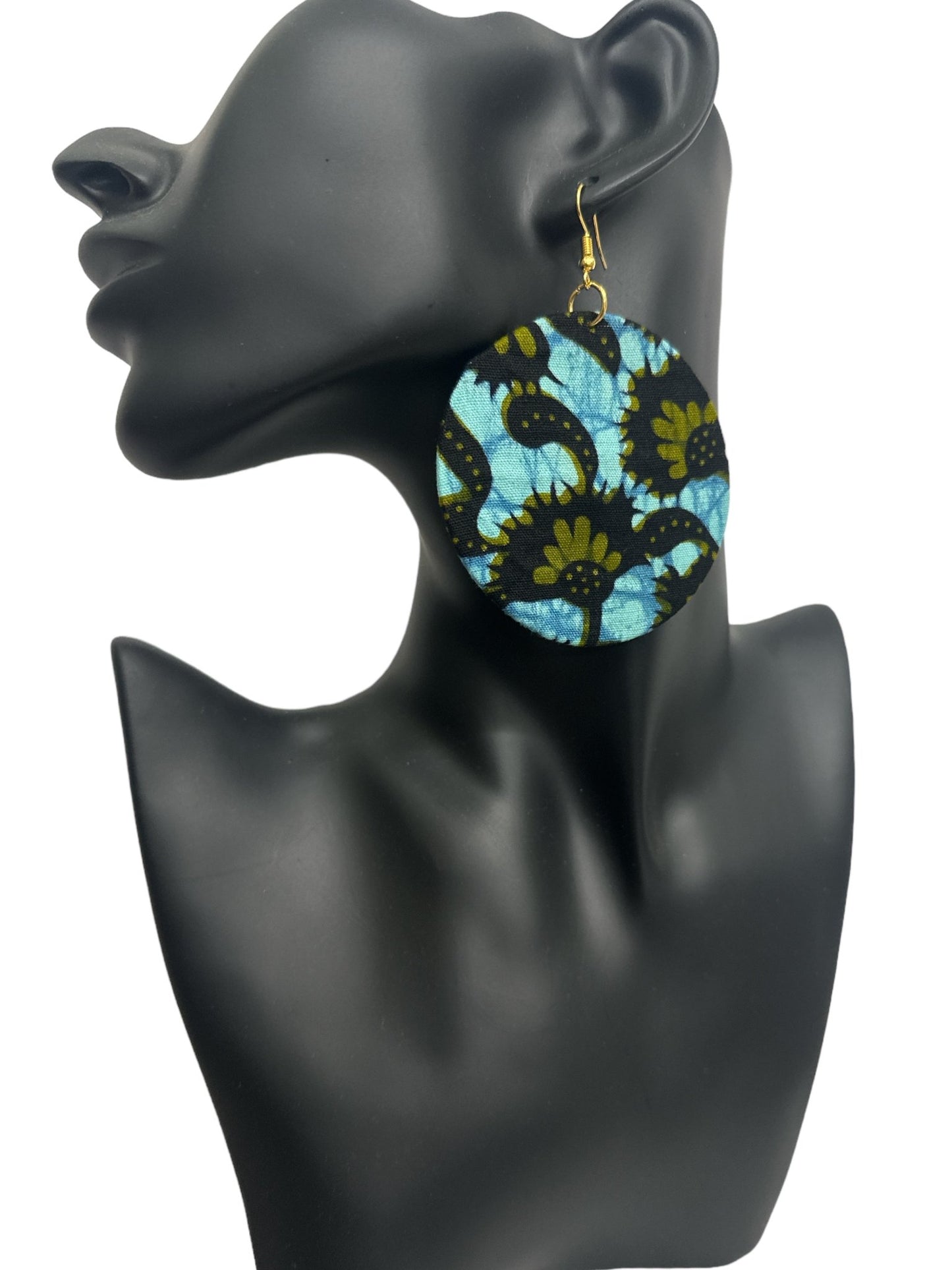 Lightweight African Printed Ankara Fabric Round Dangle Earrings - Fatisha Boutique