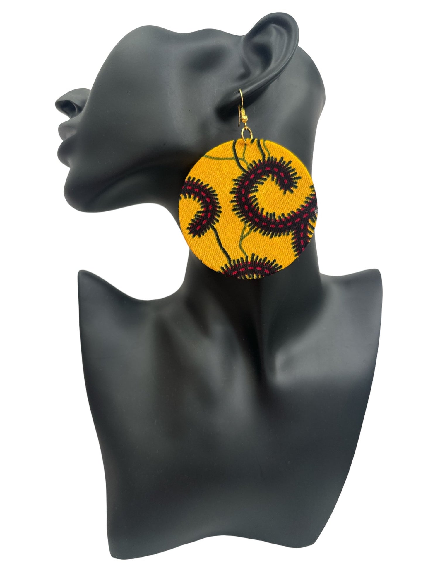 Lightweight African Printed Ankara Fabric Round Dangle Earrings - Fatisha Boutique