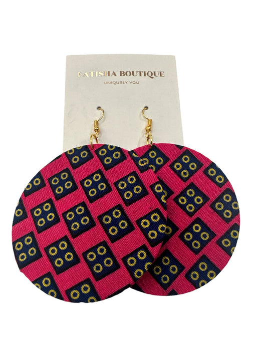Lightweight African Printed Ankara Fabric Round Dangle Earrings - Fatisha Boutique