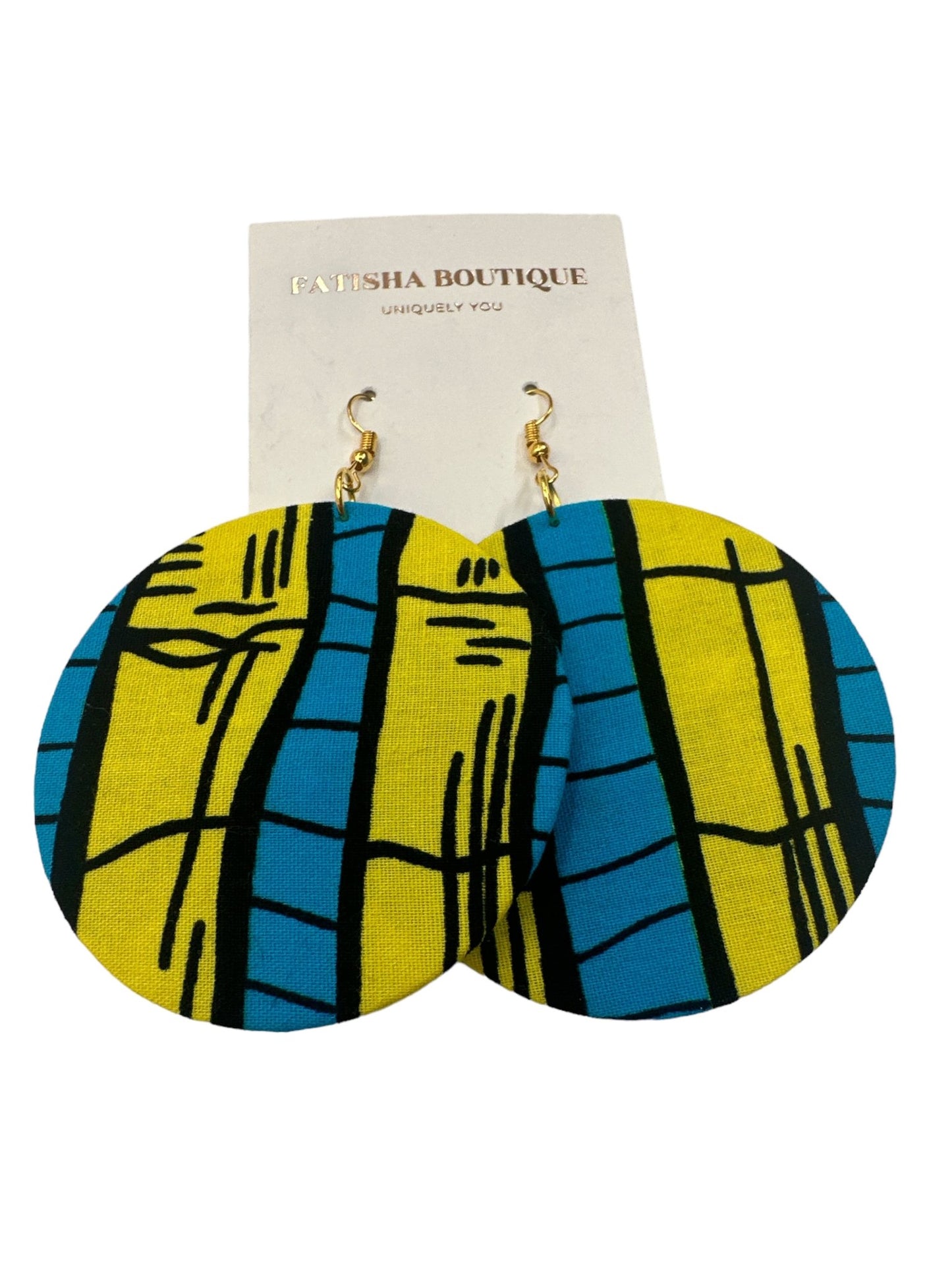 Lightweight African Printed Ankara Fabric Round Dangle Earrings - Fatisha Boutique