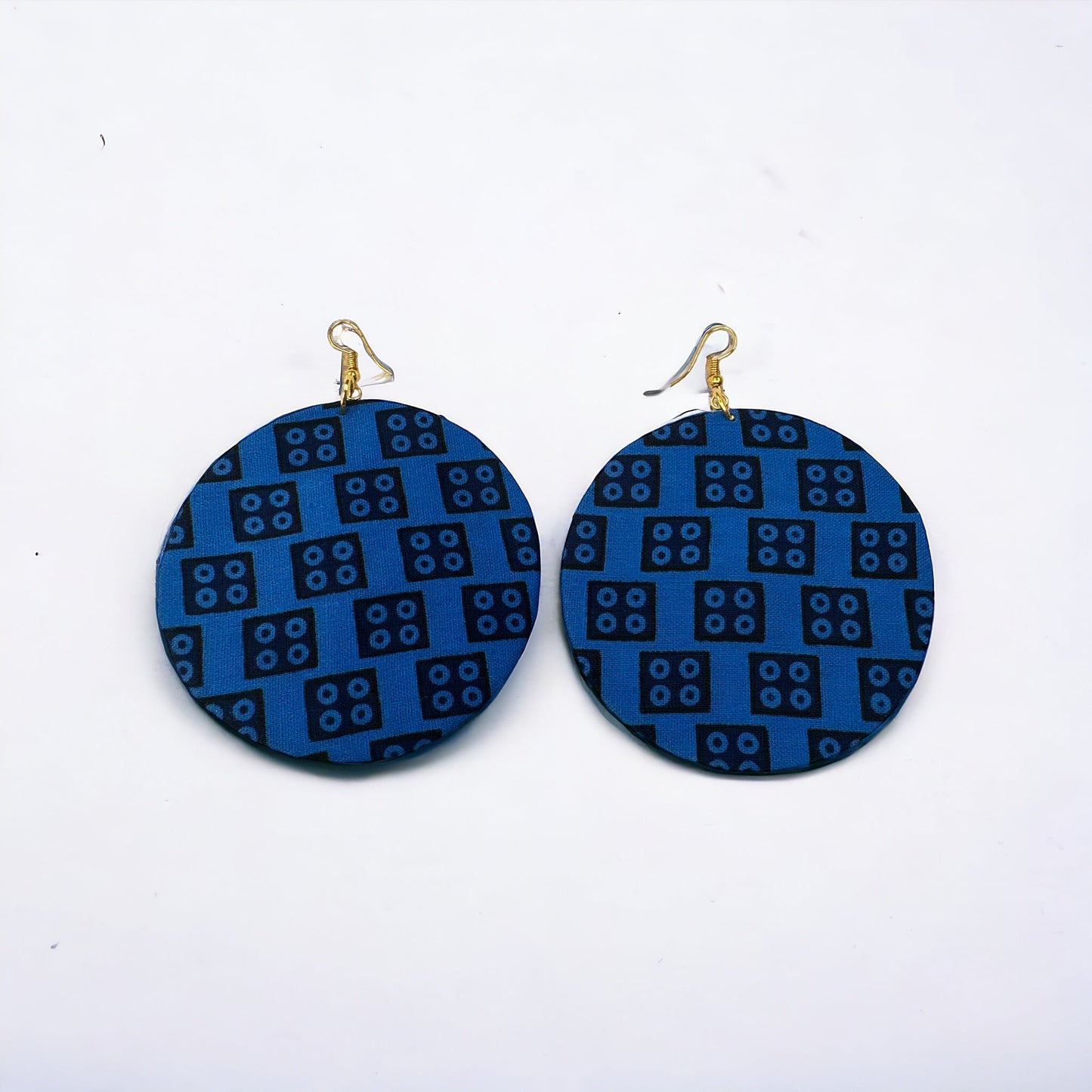 Lightweight African Printed Ankara Fabric Round Dangle Earrings - Fatisha Boutique