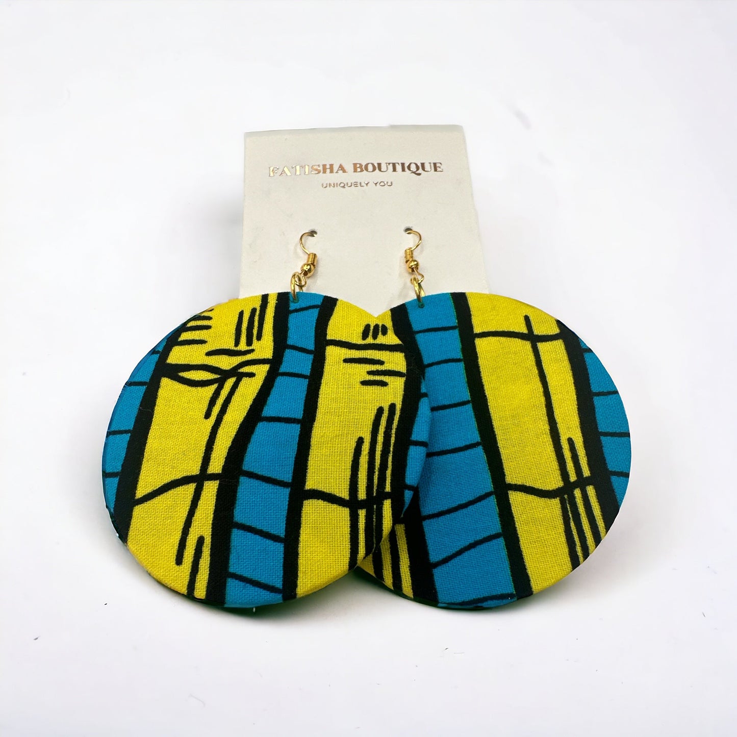 Lightweight African Printed Ankara Fabric Round Dangle Earrings - Fatisha Boutique