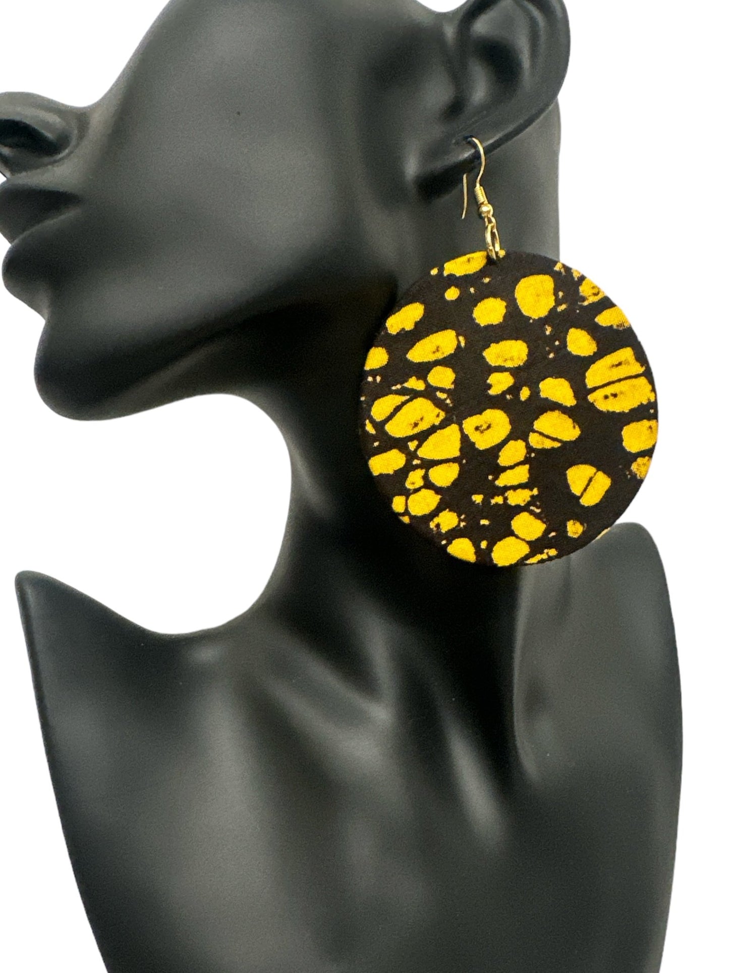 Lightweight African Printed Ankara Fabric Round Dangle Earrings - Fatisha Boutique