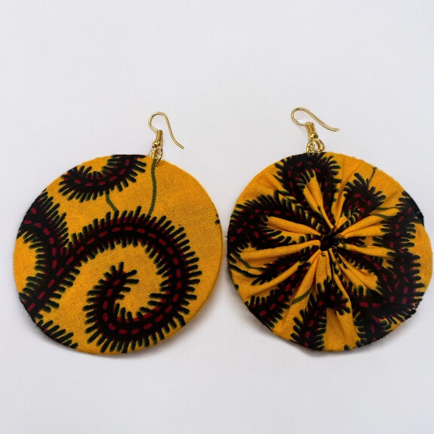 Lightweight African Printed Ankara Fabric Round Dangle Earrings - Fatisha Boutique