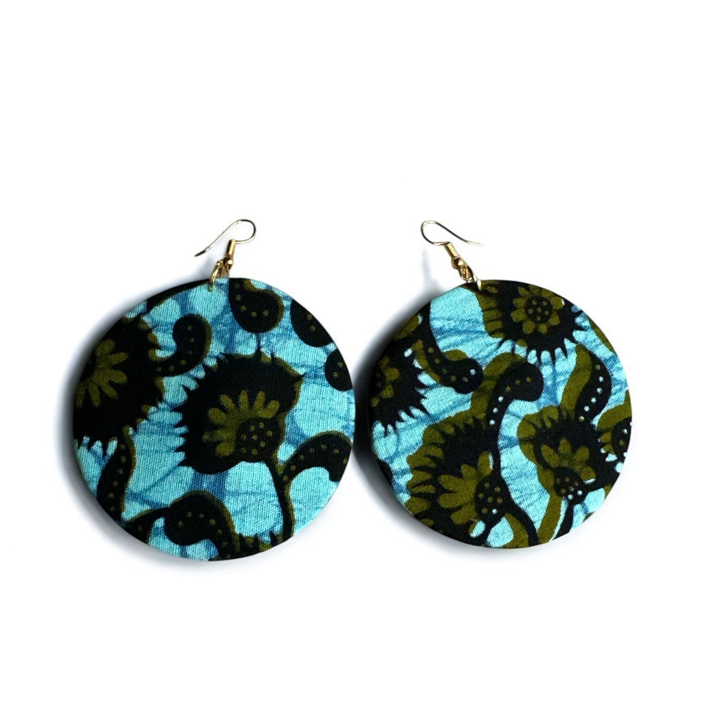 Lightweight African Printed Ankara Fabric Round Dangle Earrings - Fatisha Boutique