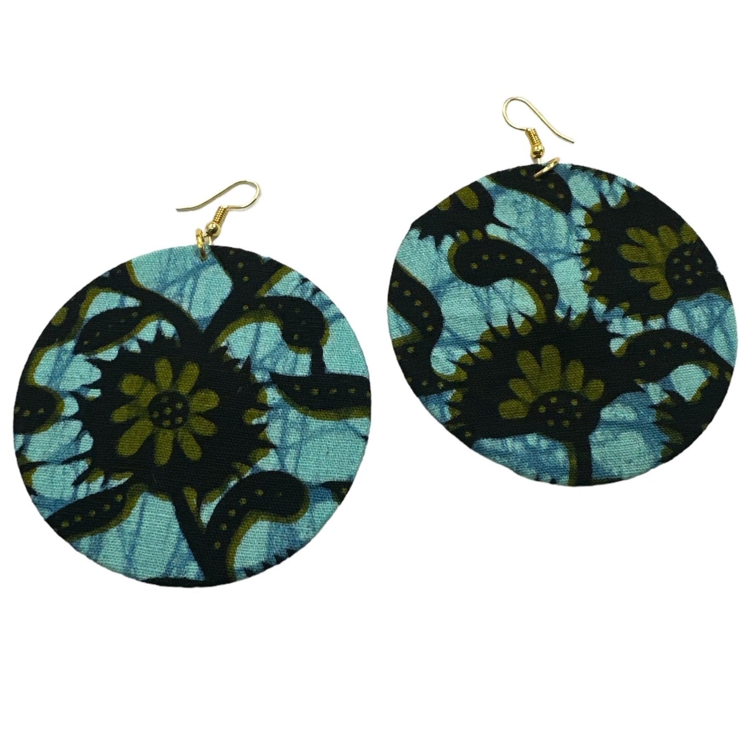 Lightweight African Printed Ankara Fabric Round Dangle Earrings - Fatisha Boutique