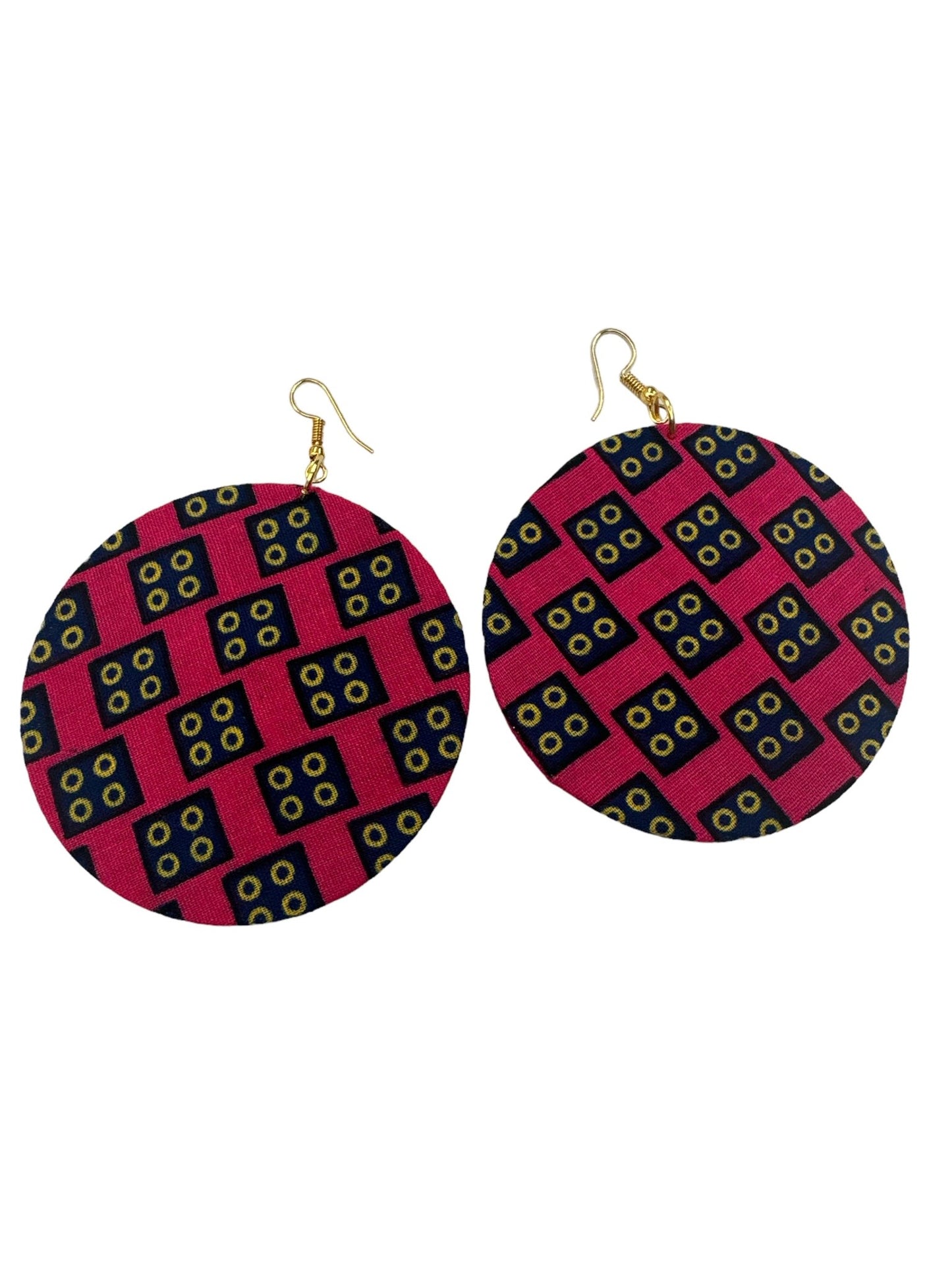 Lightweight African Printed Ankara Fabric Round Dangle Earrings - Fatisha Boutique