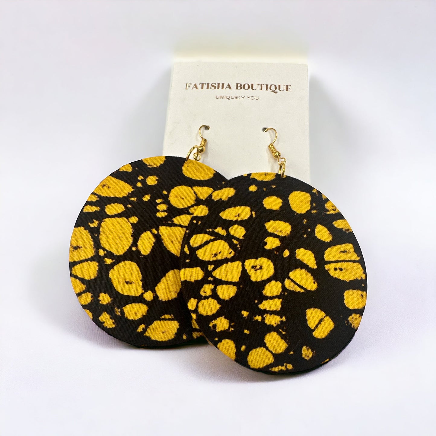 Lightweight African Printed Ankara Fabric Round Dangle Earrings - Fatisha Boutique