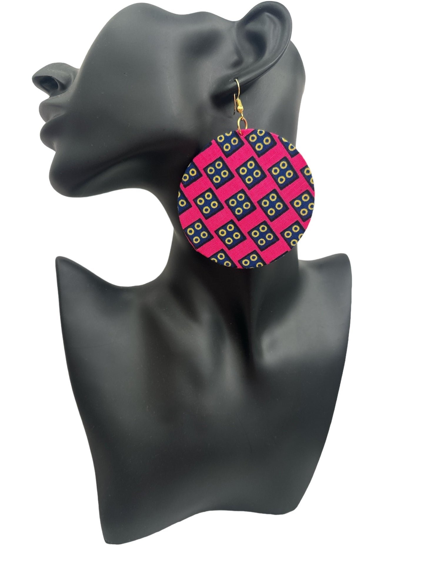 Lightweight African Printed Ankara Fabric Round Dangle Earrings - Fatisha Boutique