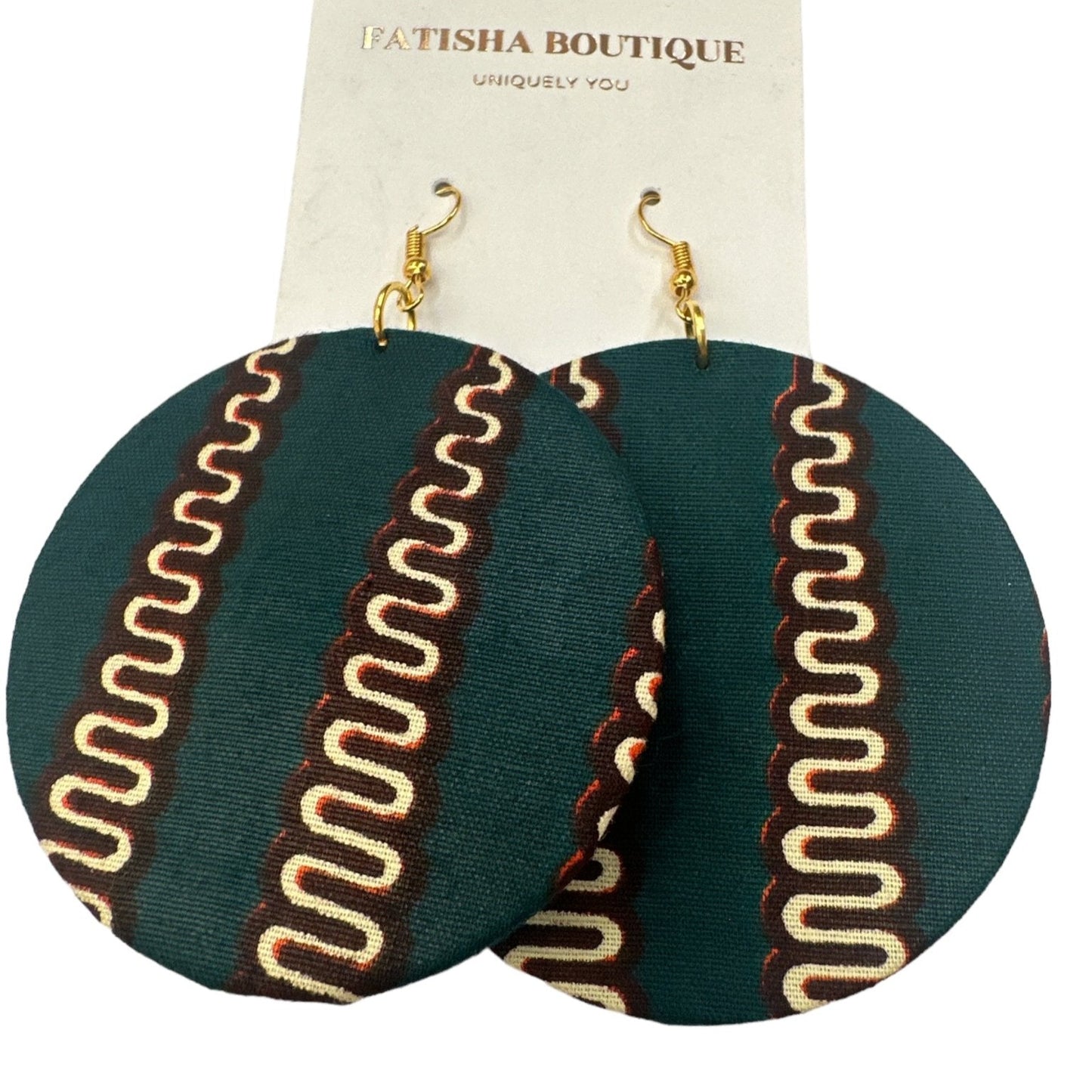 Lightweight African Printed Ankara Fabric Round Dangle Earrings - Fatisha Boutique