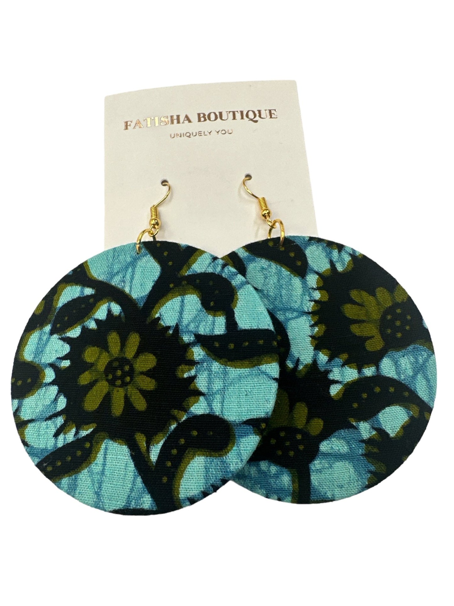 Lightweight African Printed Ankara Fabric Round Dangle Earrings - Fatisha Boutique
