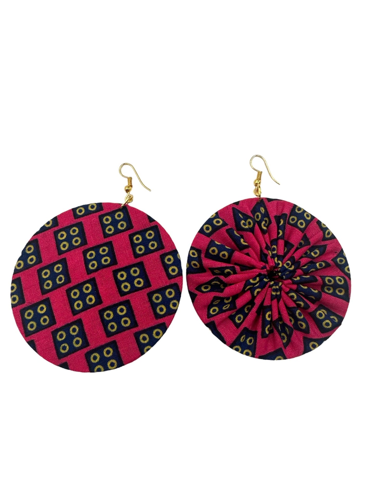 Lightweight African Printed Ankara Fabric Round Dangle Earrings - Fatisha Boutique