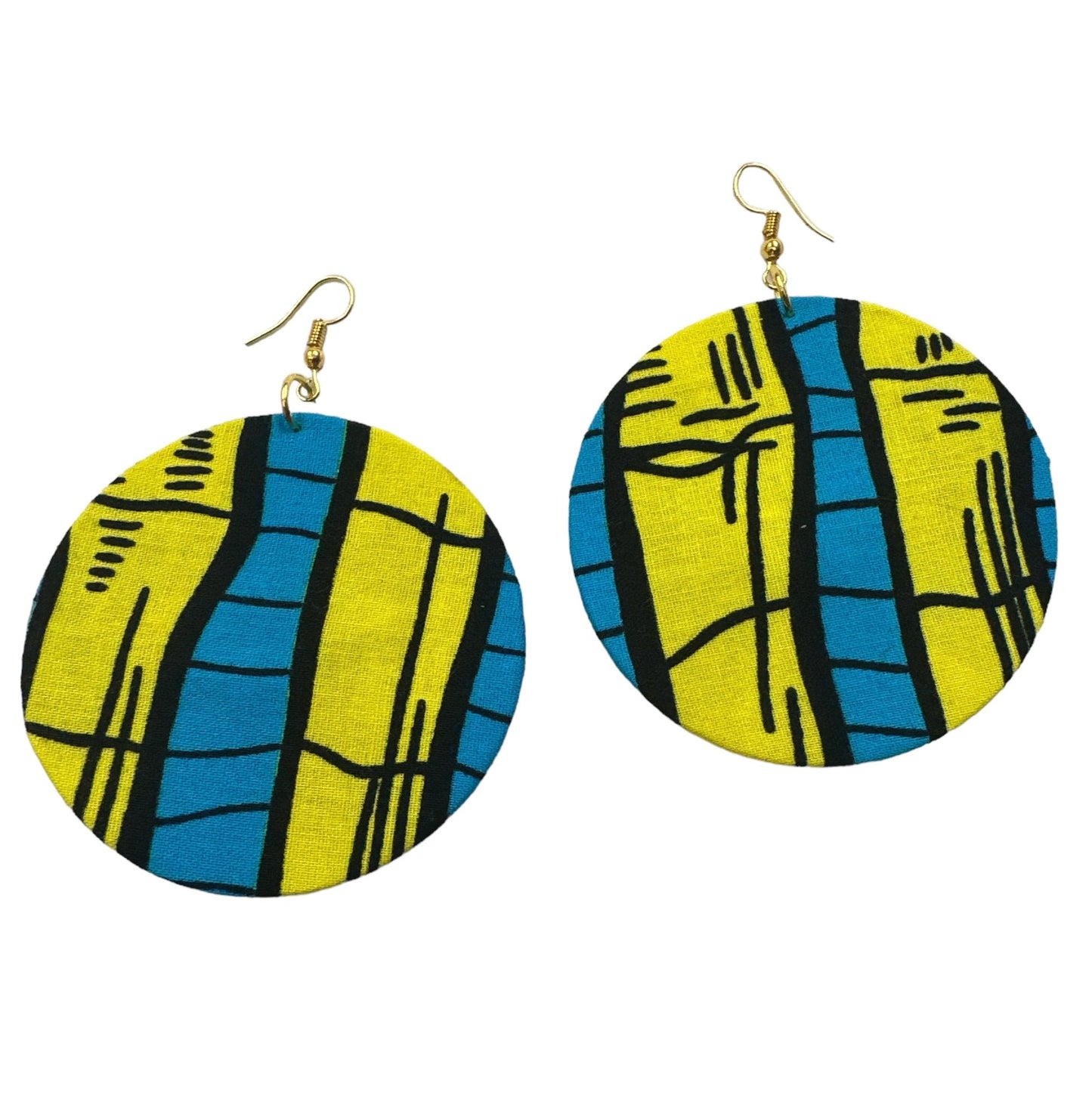 Lightweight African Printed Ankara Fabric Round Dangle Earrings - Fatisha Boutique