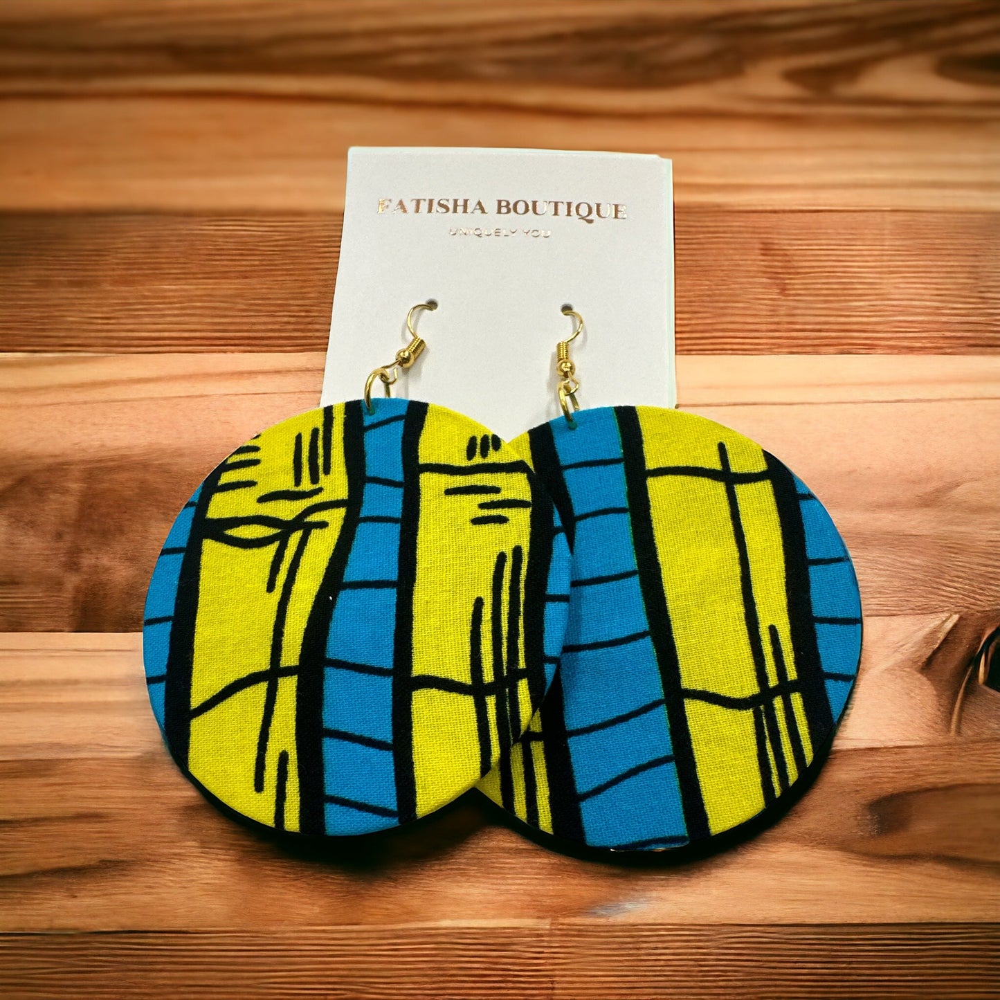 Lightweight African Printed Ankara Fabric Round Dangle Earrings - Fatisha Boutique