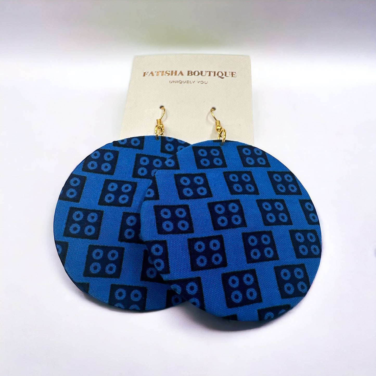 Lightweight African Printed Ankara Fabric Round Dangle Earrings - Fatisha Boutique