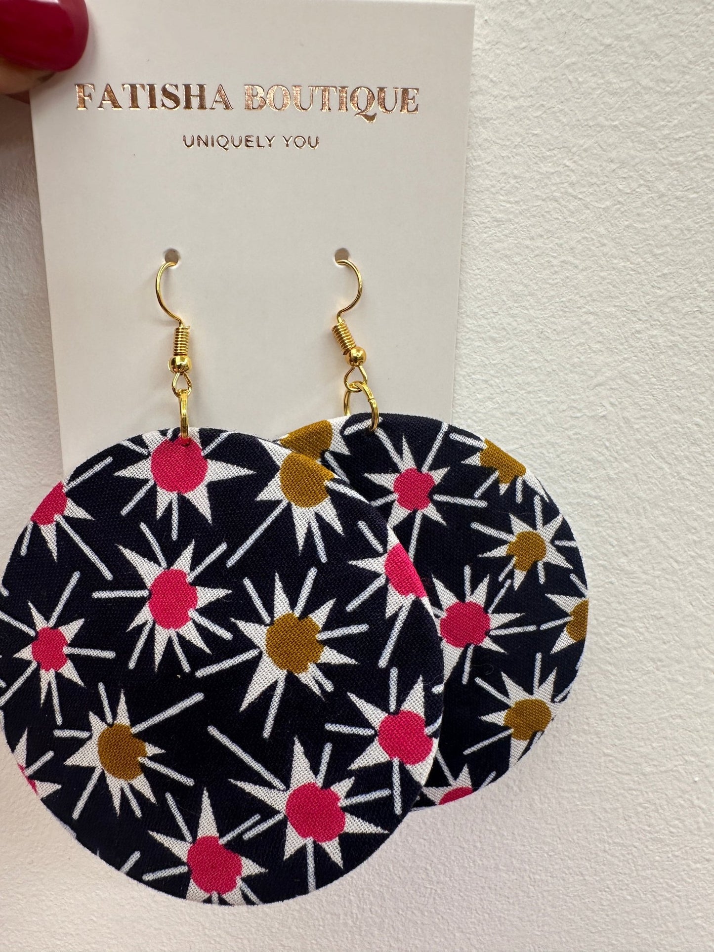 Lightweight African Printed Ankara Fabric Round Dangle Earrings - Fatisha Boutique