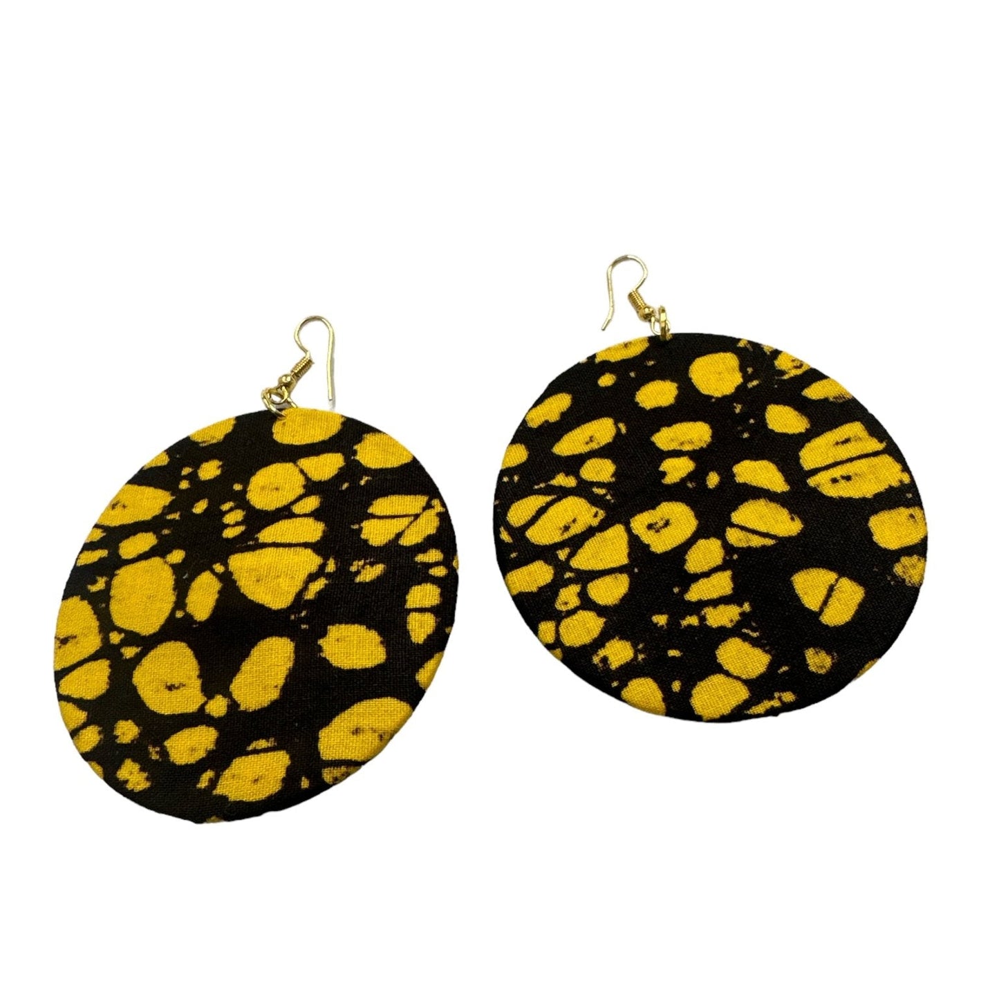 Lightweight African Printed Ankara Fabric Round Dangle Earrings - Fatisha Boutique