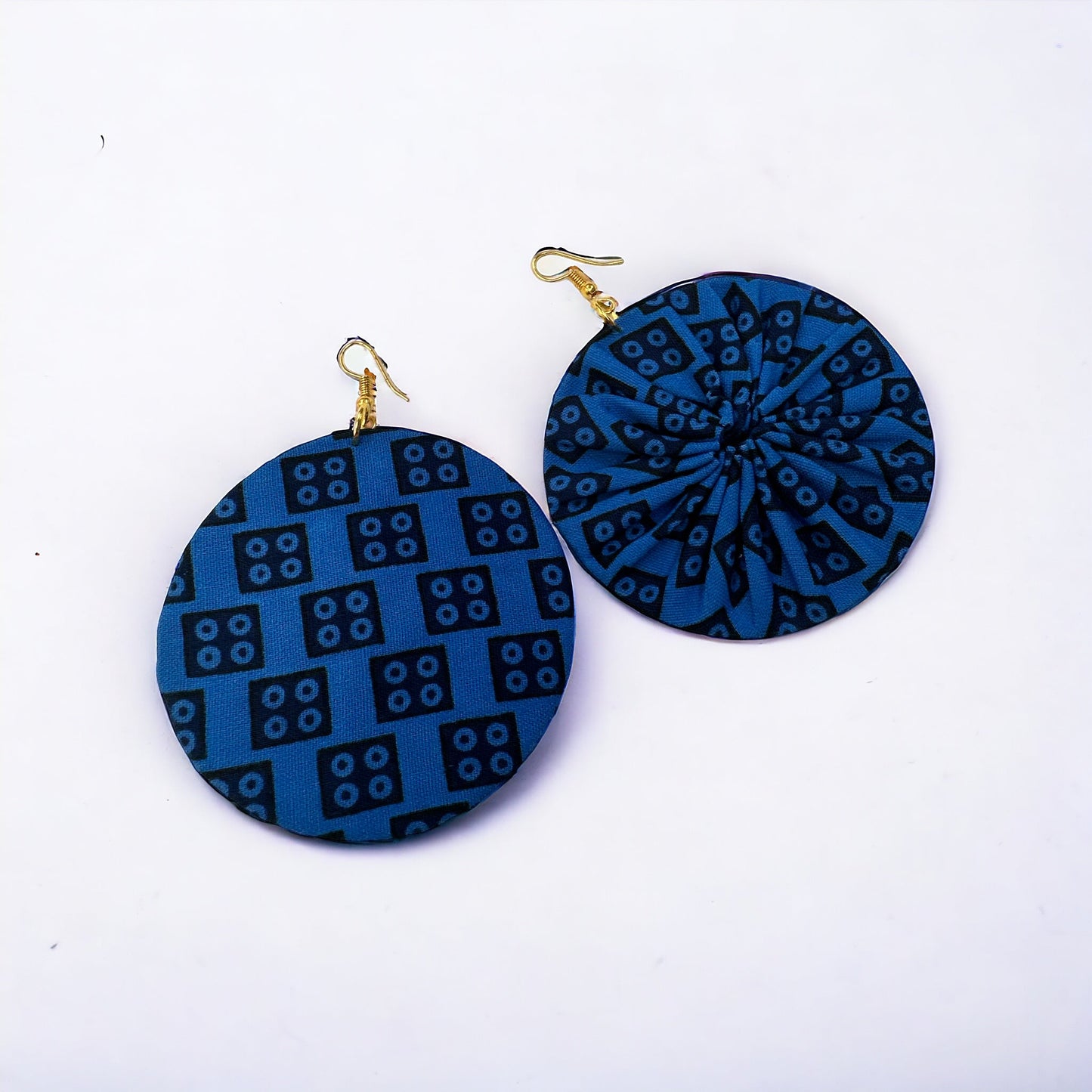 Lightweight African Printed Ankara Fabric Round Dangle Earrings - Fatisha Boutique