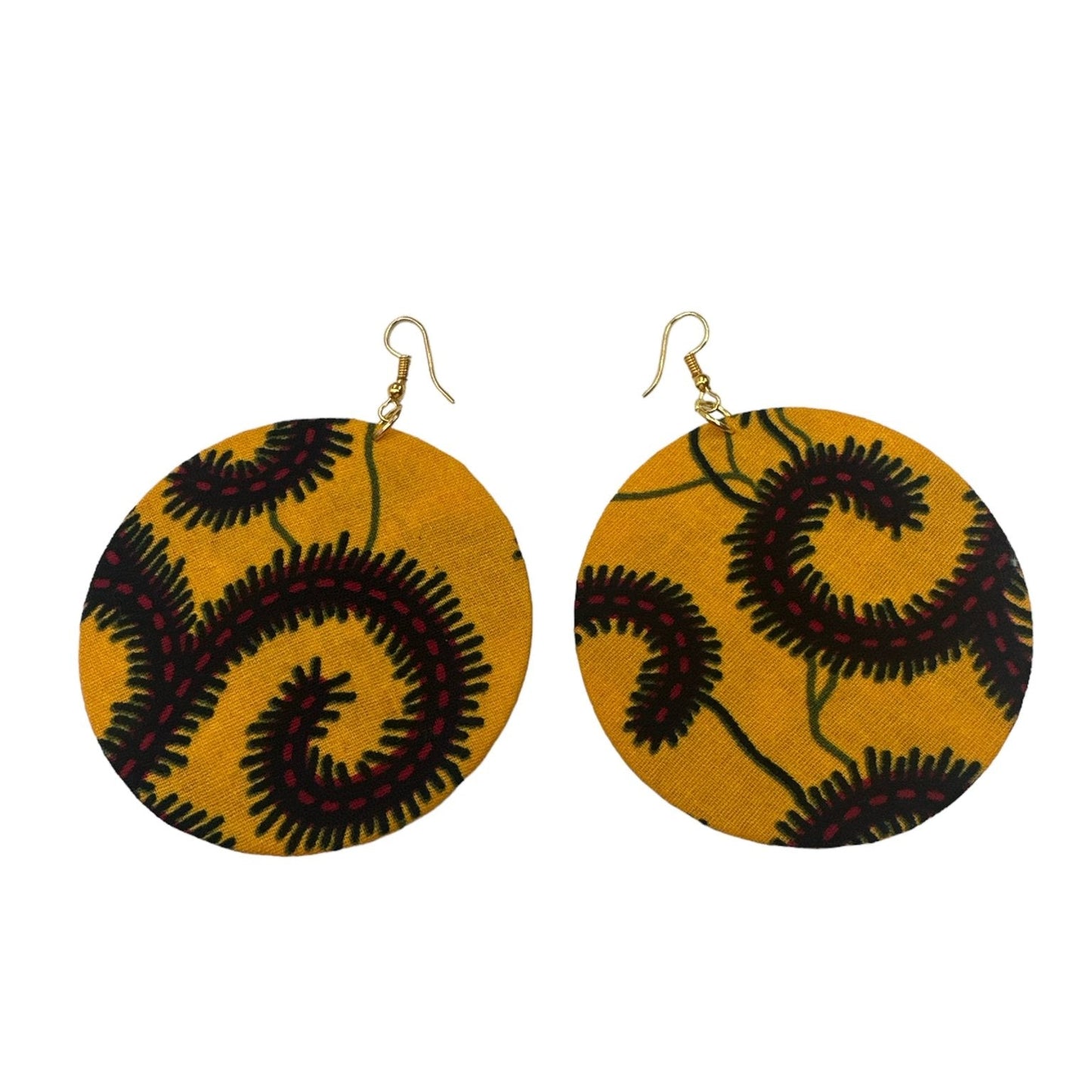 Lightweight African Printed Ankara Fabric Round Dangle Earrings - Fatisha Boutique