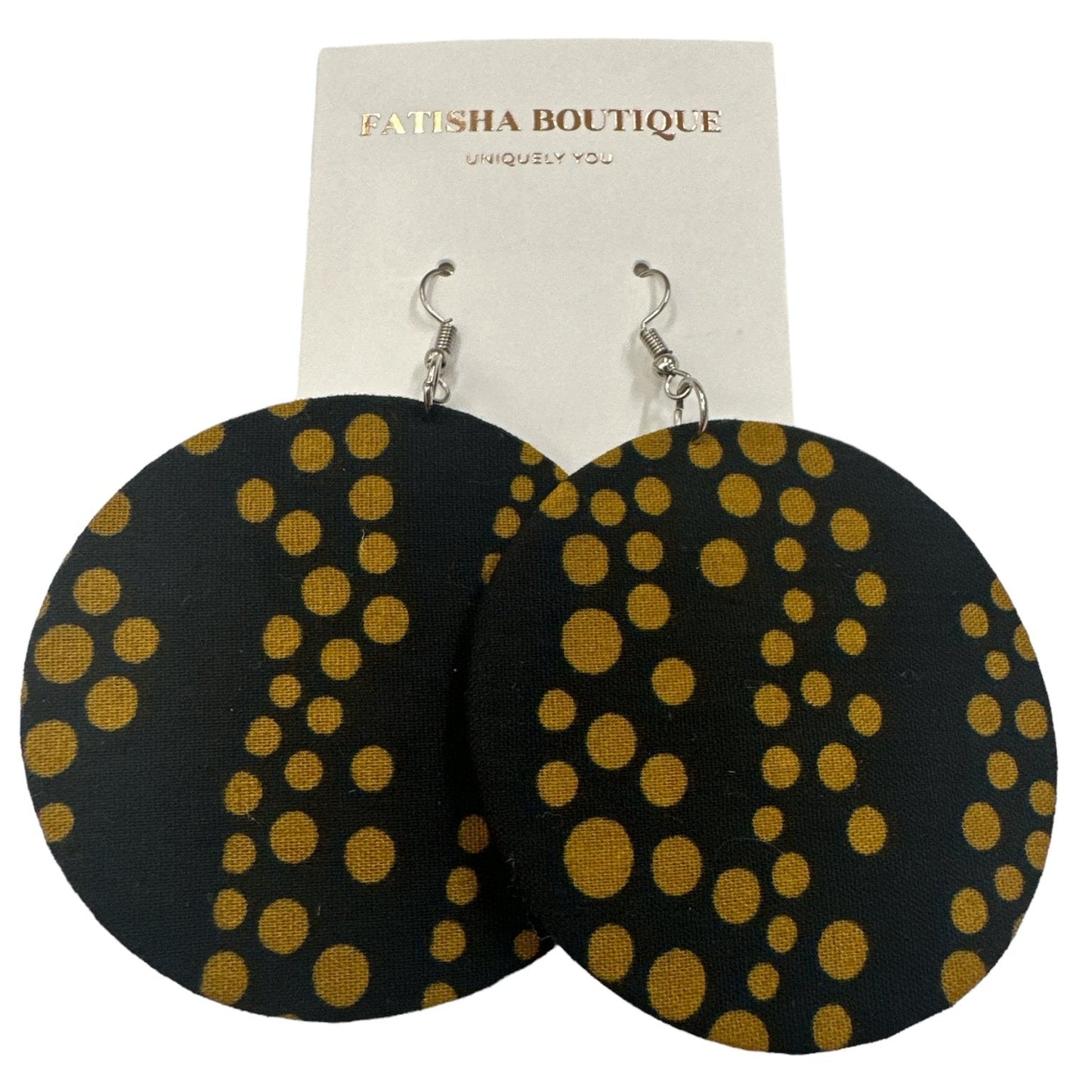 Lightweight African Printed Ankara Fabric Round Dangle Earrings - Fatisha Boutique