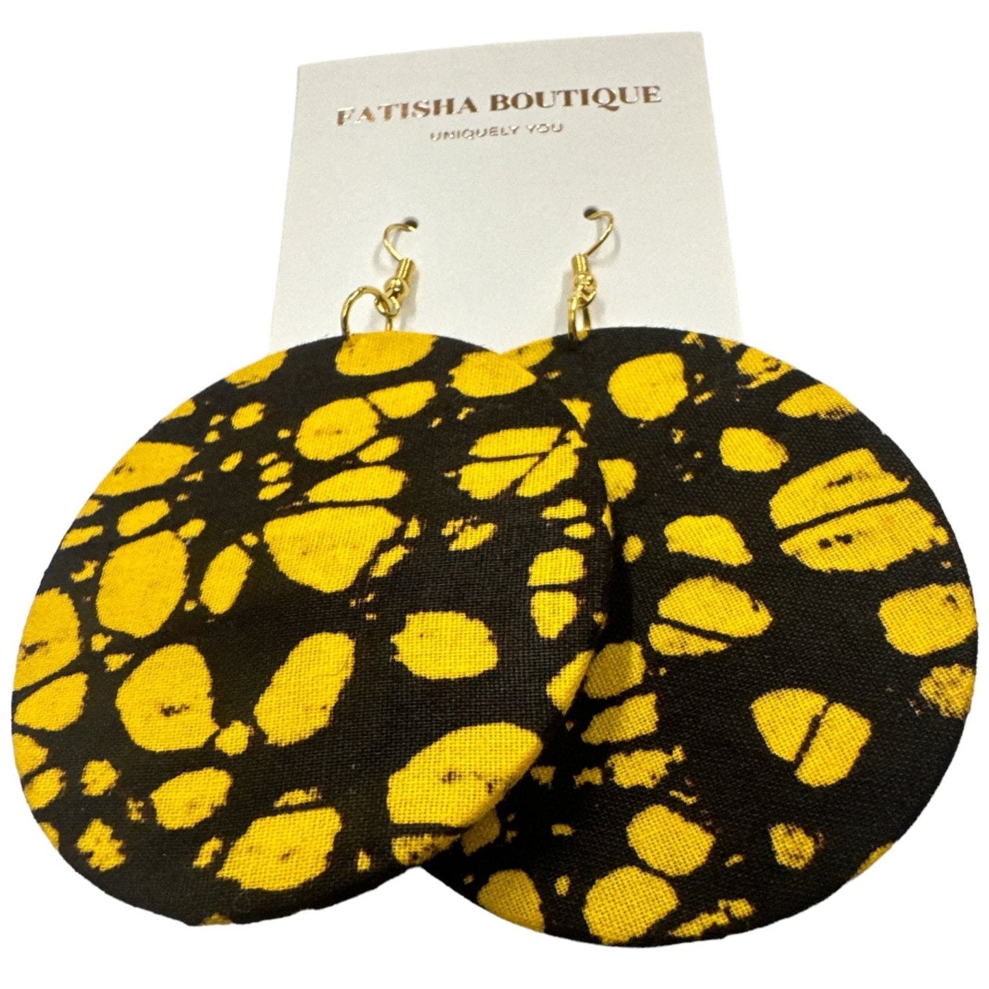 Lightweight African Printed Ankara Fabric Round Dangle Earrings - Fatisha Boutique