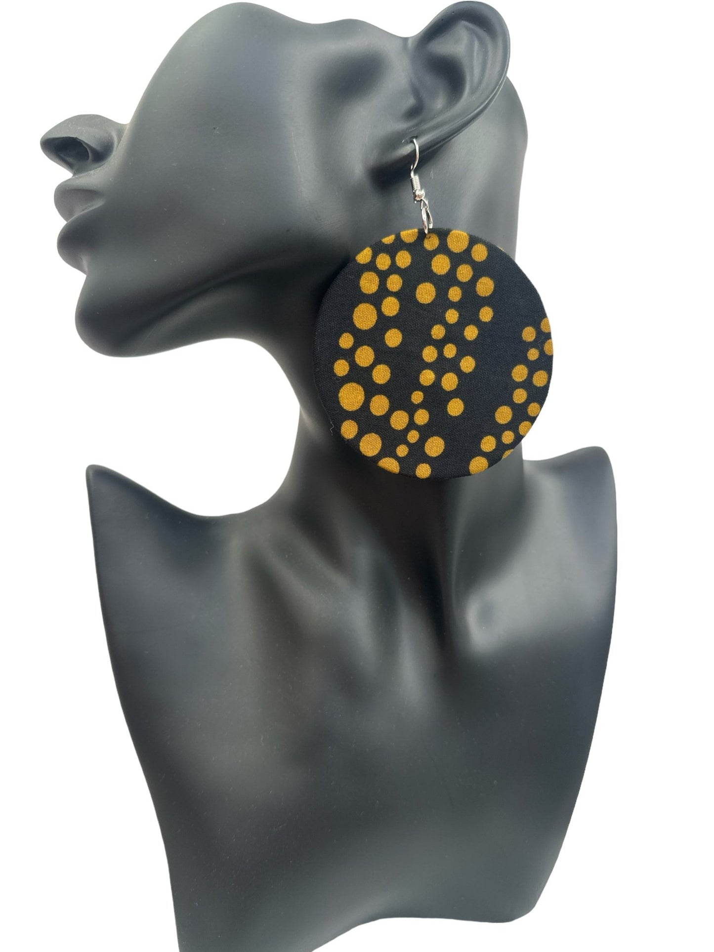 Lightweight African Printed Ankara Fabric Round Dangle Earrings - Fatisha Boutique