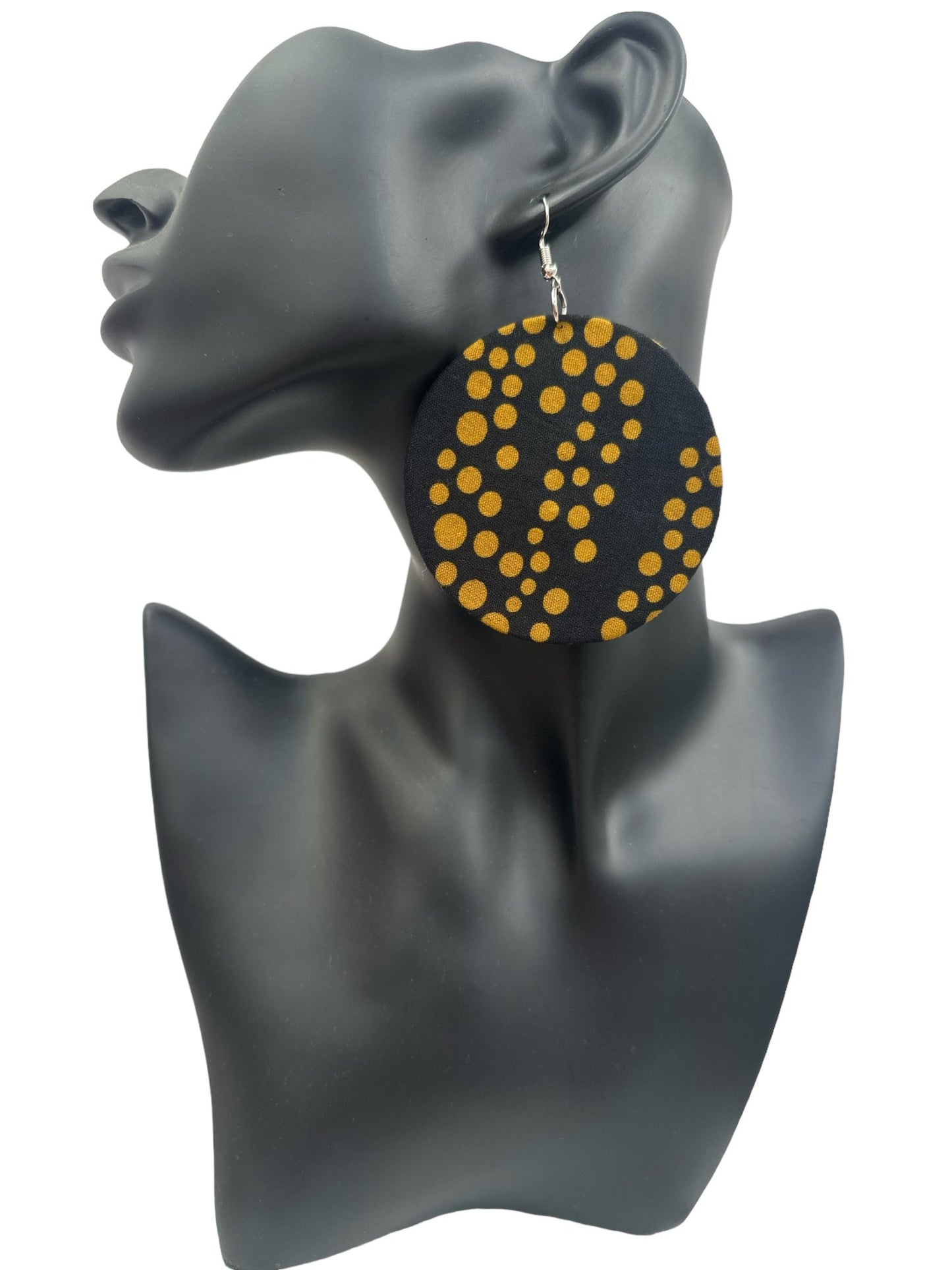 Lightweight African Printed Ankara Fabric Round Dangle Earrings - Fatisha Boutique