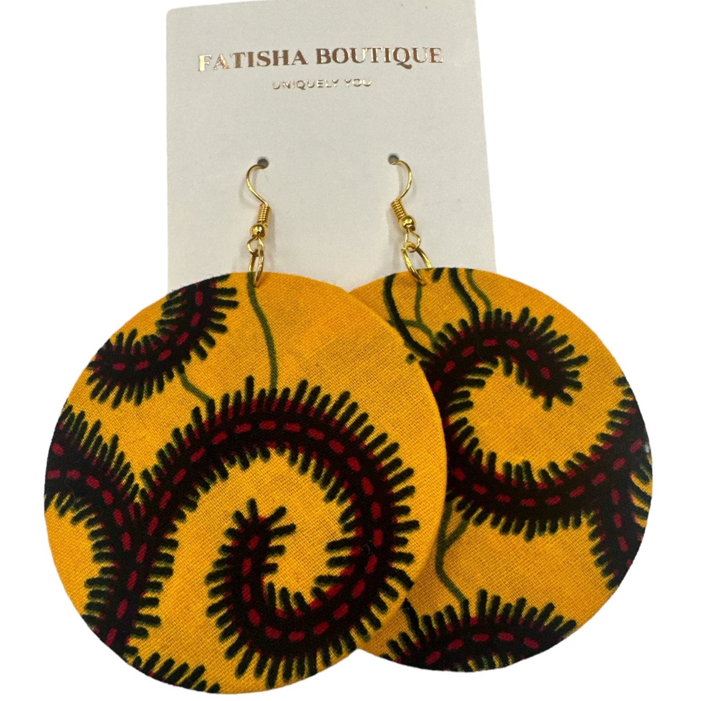 Lightweight African Printed Ankara Fabric Round Dangle Earrings - Fatisha Boutique