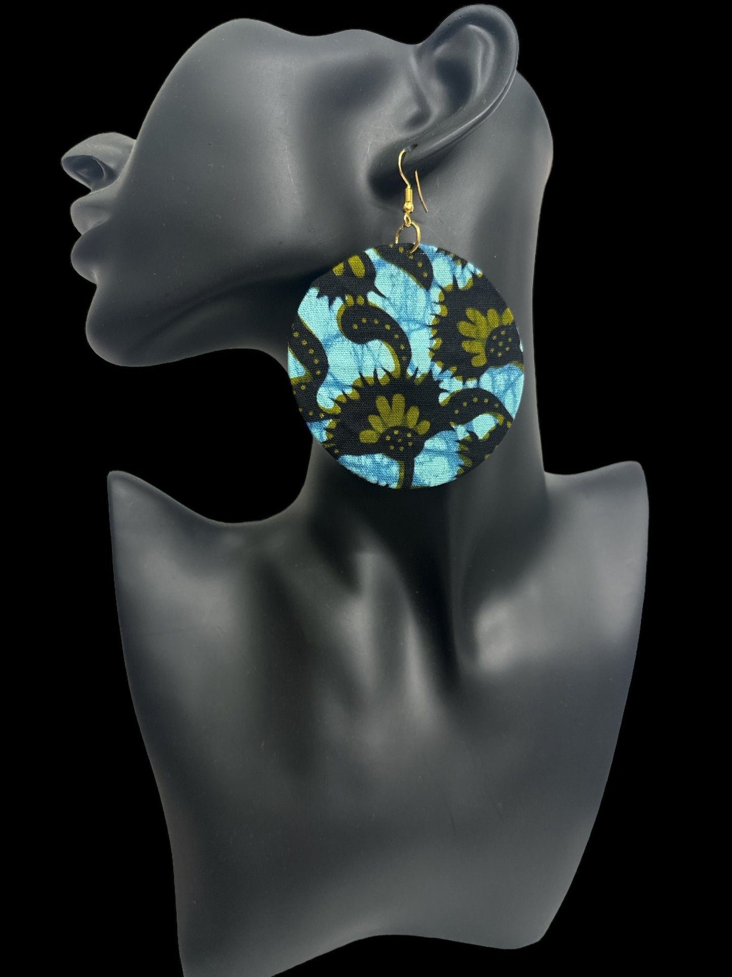 Lightweight African Printed Ankara Fabric Round Dangle Earrings - Fatisha Boutique