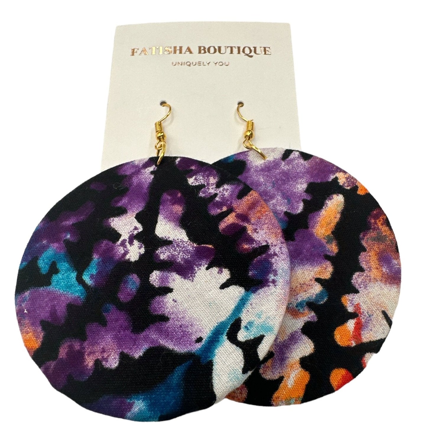 Lightweight African Printed Ankara Fabric Round Dangle Earrings - Fatisha Boutique