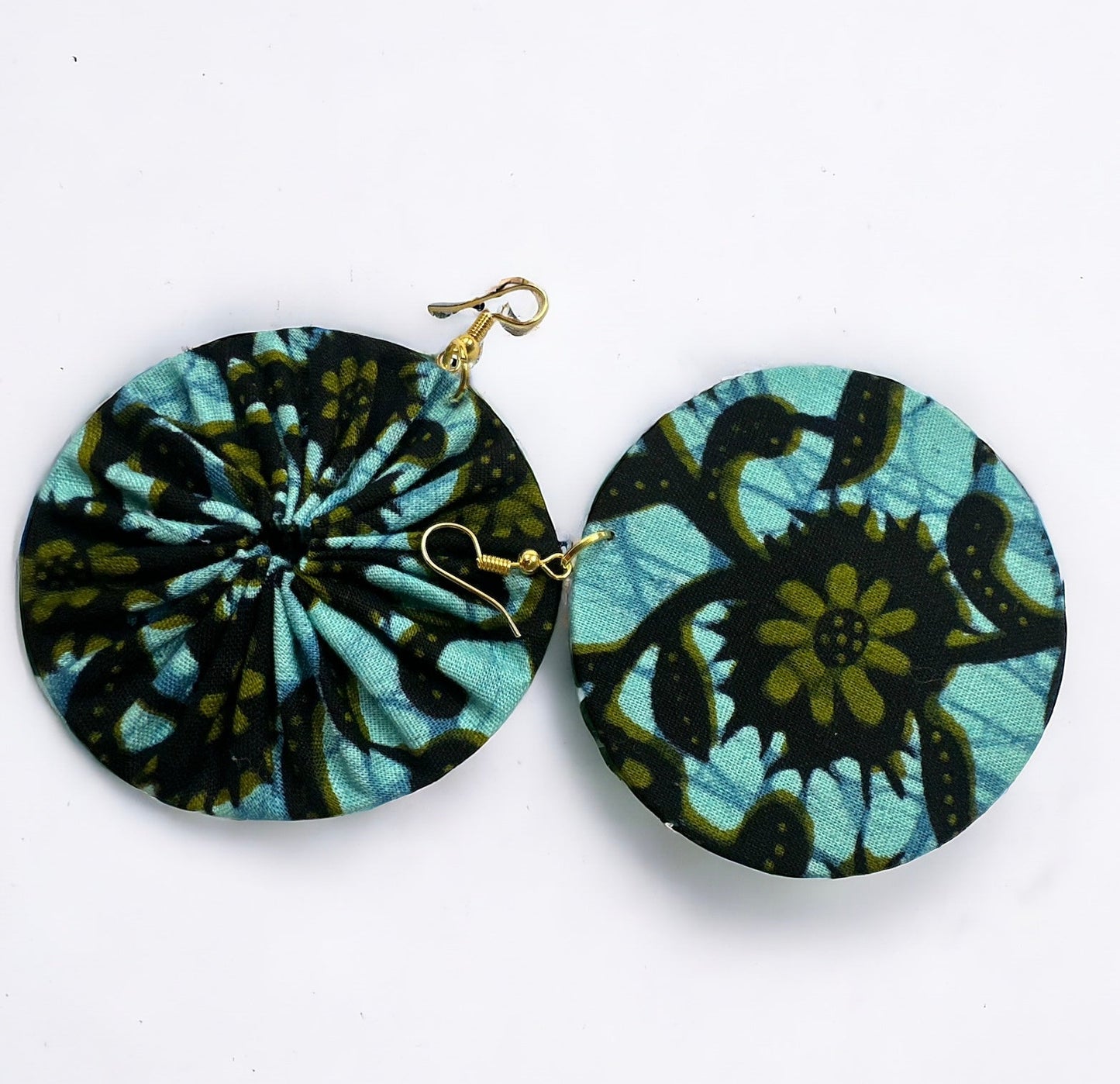 Lightweight African Printed Ankara Fabric Round Dangle Earrings - Fatisha Boutique