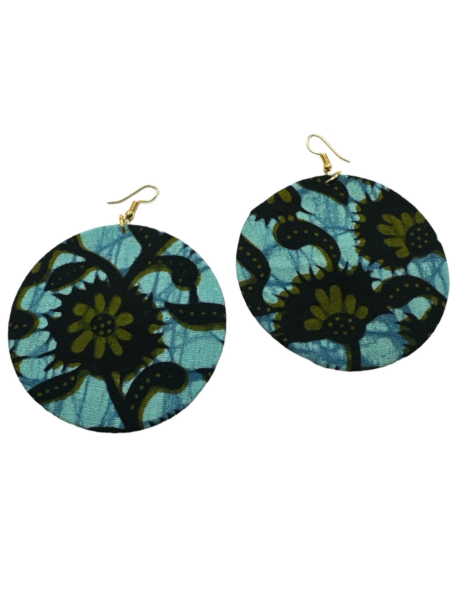 Lightweight African Printed Ankara Fabric Round Dangle Earrings - Fatisha Boutique