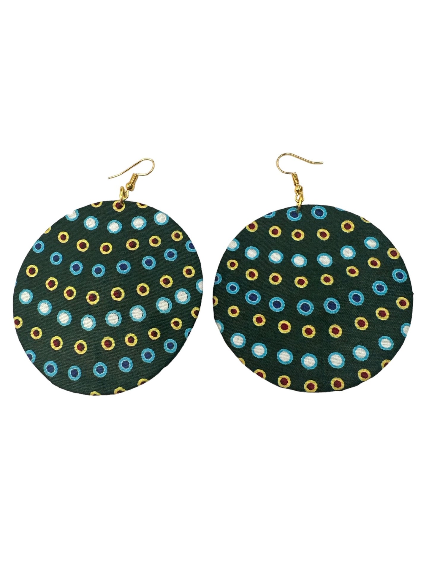 Lightweight African Printed Ankara Fabric Round Dangle Earrings - Fatisha Boutique