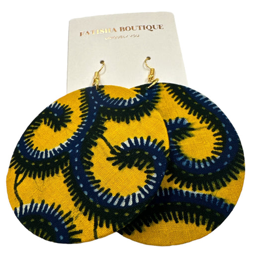 Lightweight African Printed Ankara Fabric Round Dangle Earrings - Fatisha Boutique