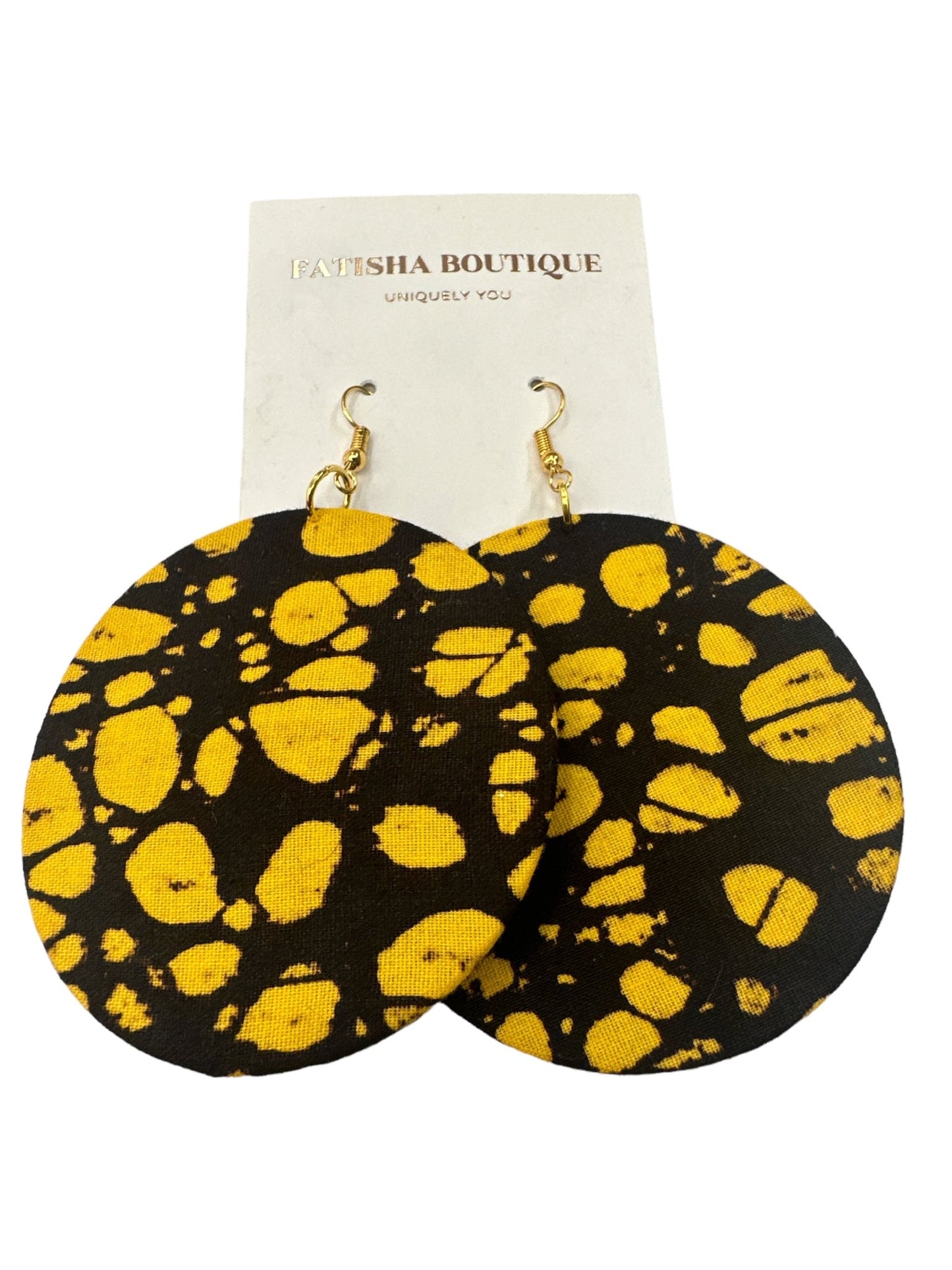 Lightweight African Printed Ankara Fabric Round Dangle Earrings - Fatisha Boutique