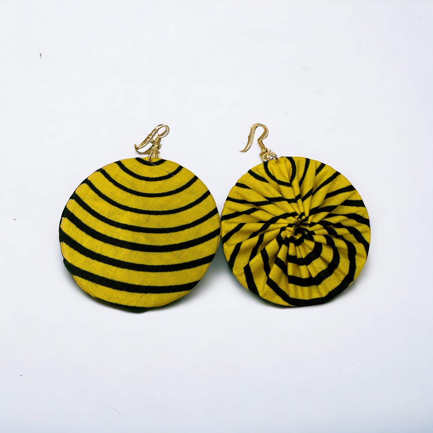 Lightweight African Printed Ankara Fabric Round Dangle Earrings - Fatisha Boutique