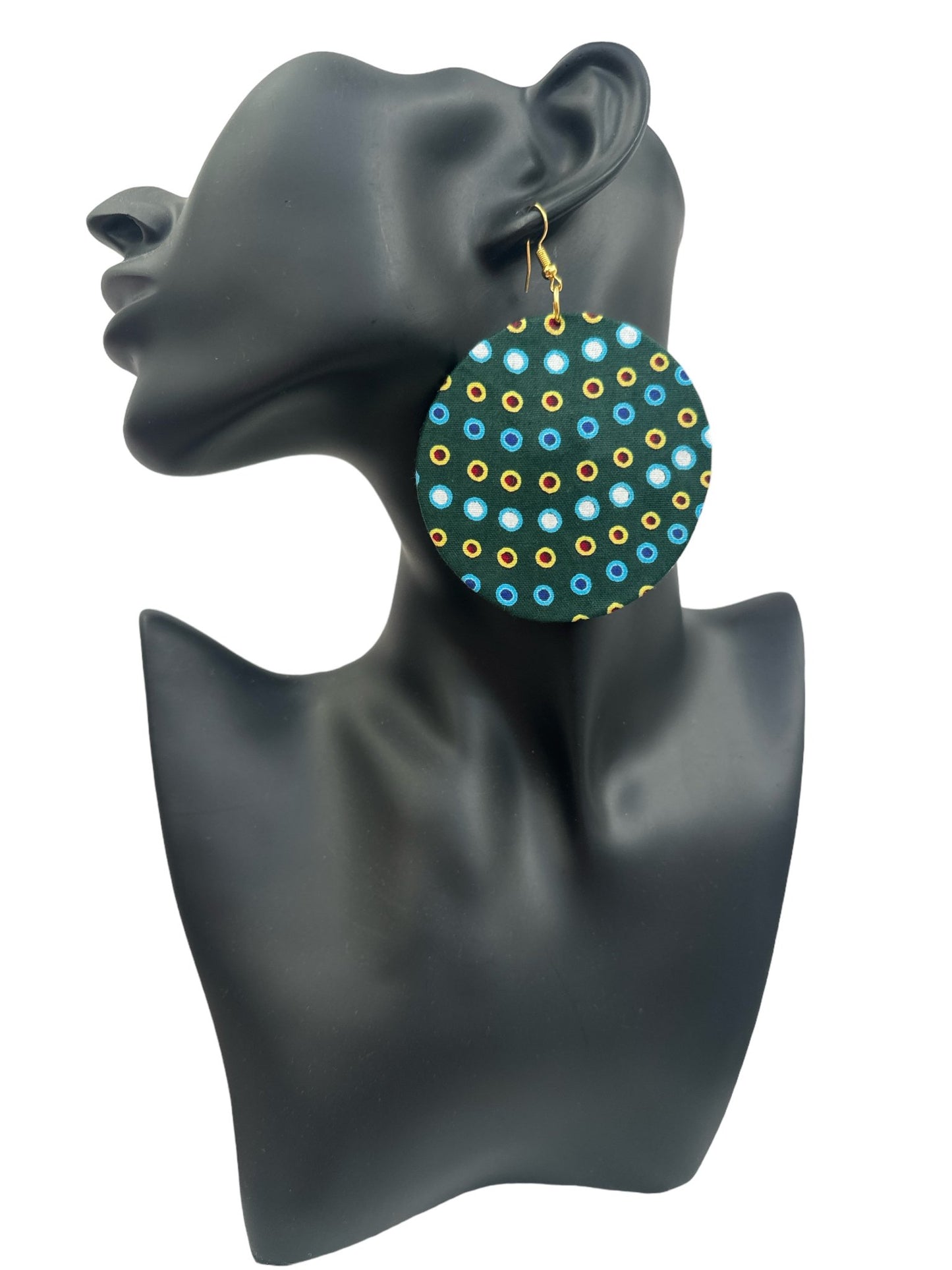 Lightweight African Printed Ankara Fabric Round Dangle Earrings - Fatisha Boutique