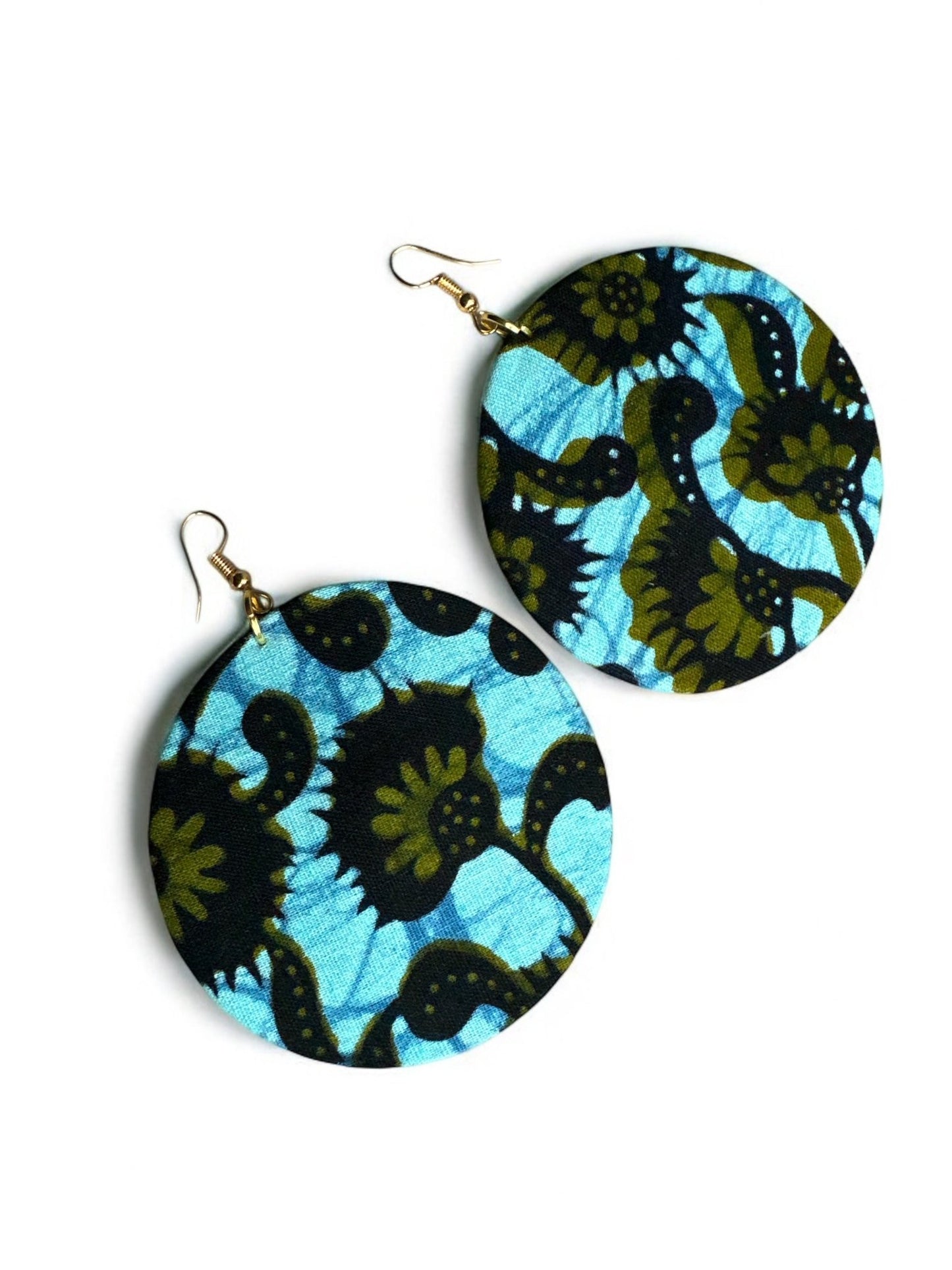 Lightweight African Printed Ankara Fabric Round Dangle Earrings - Fatisha Boutique