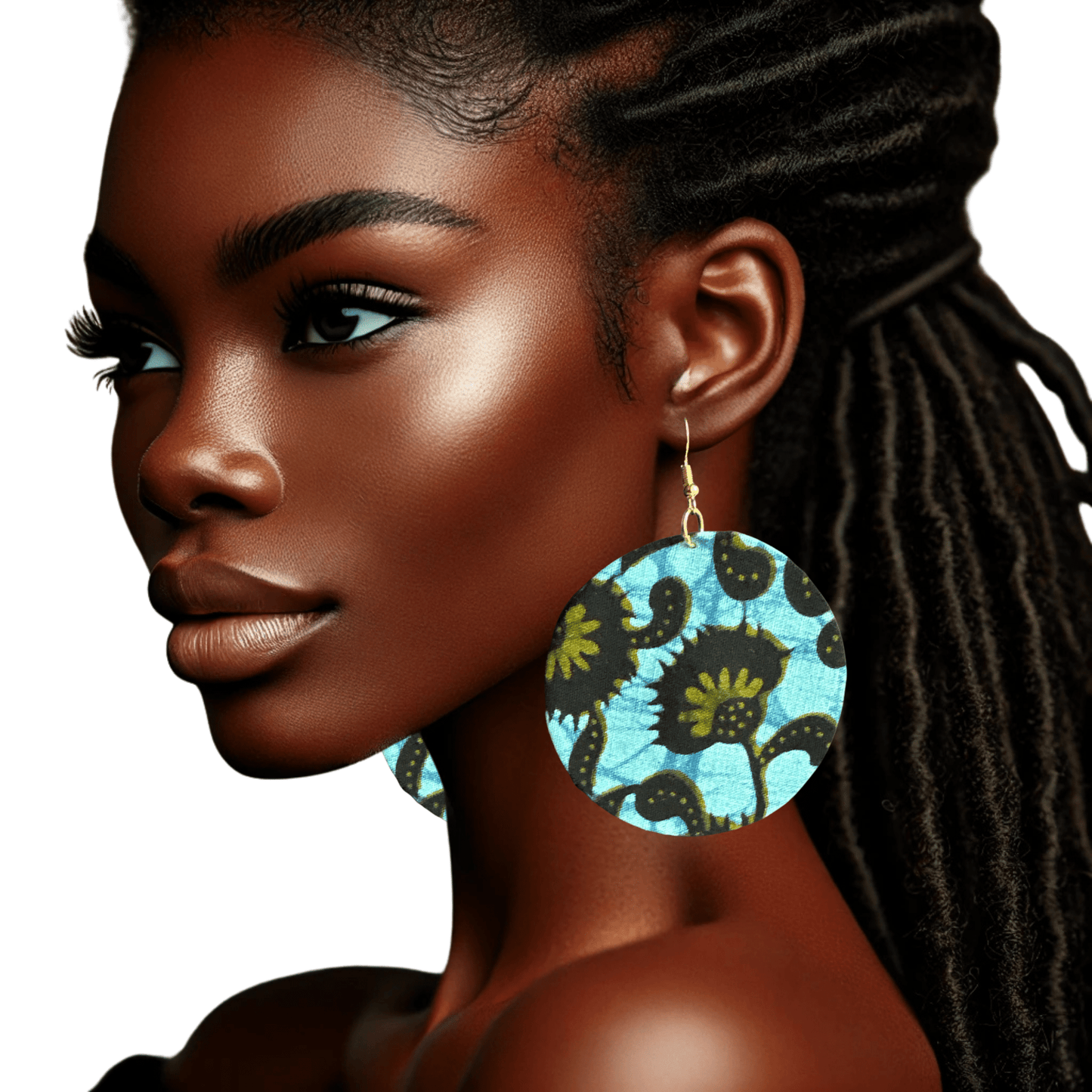 Lightweight African Printed Ankara Fabric Round Dangle Earrings - Fatisha Boutique