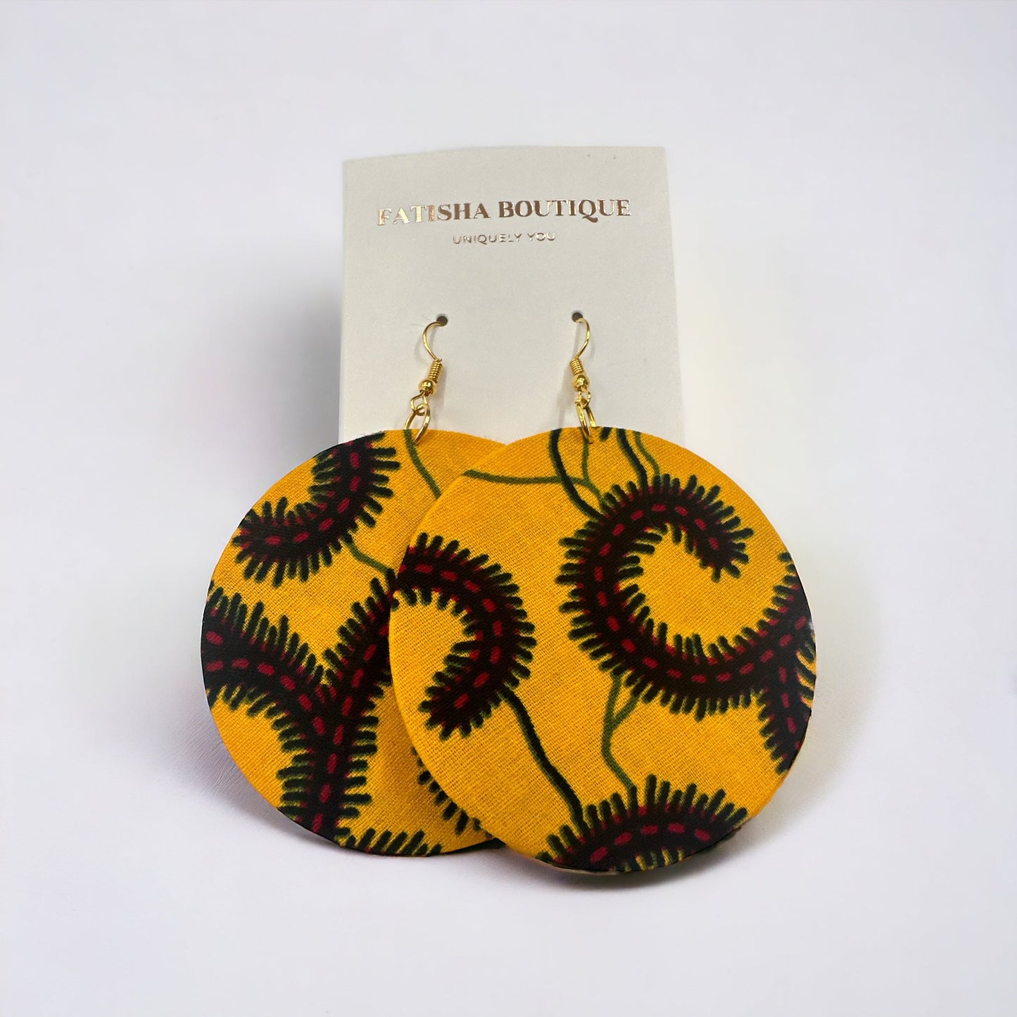 Lightweight African Printed Ankara Fabric Round Dangle Earrings - Fatisha Boutique