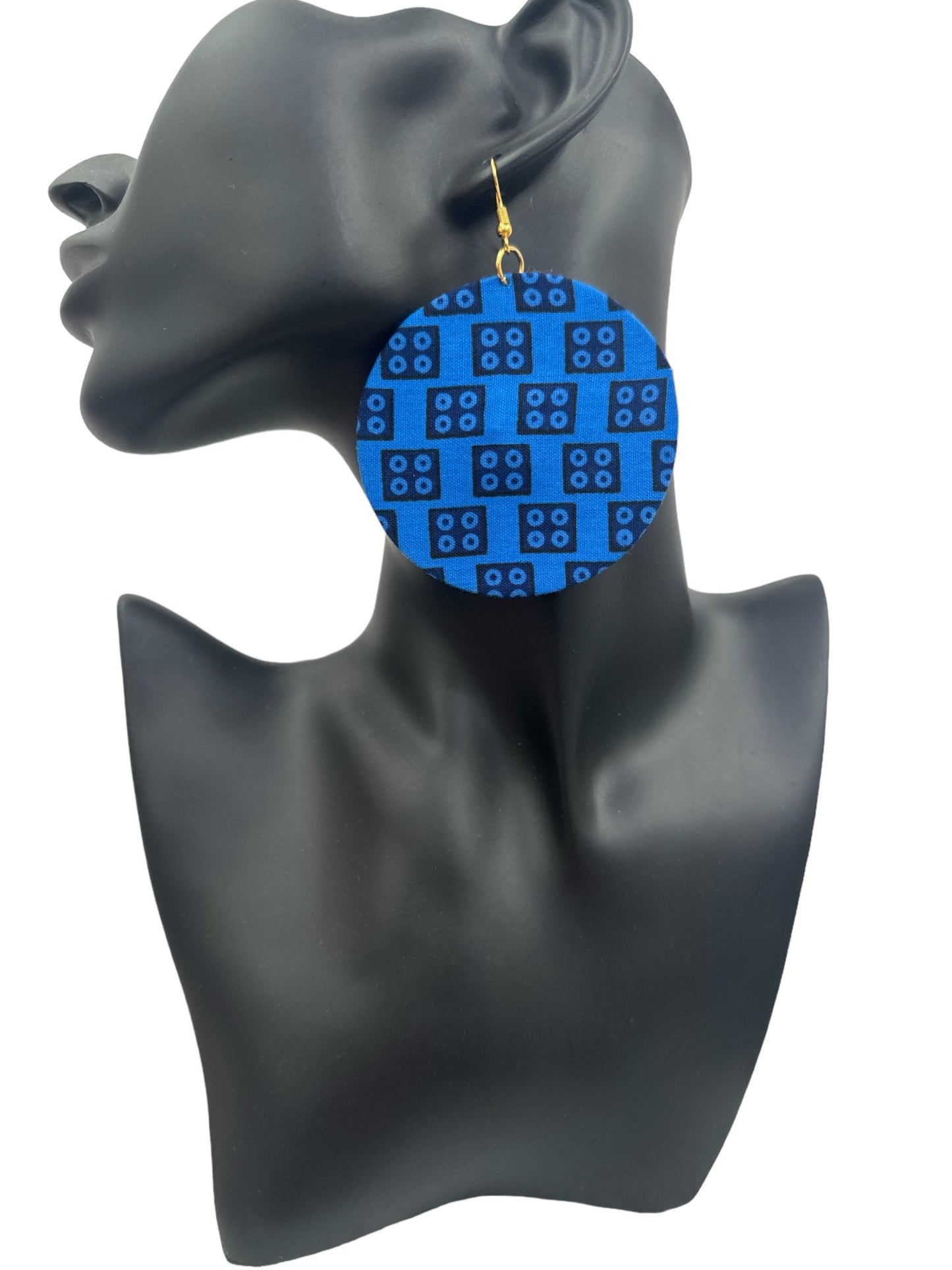 Lightweight African Printed Ankara Fabric Round Dangle Earrings - Fatisha Boutique