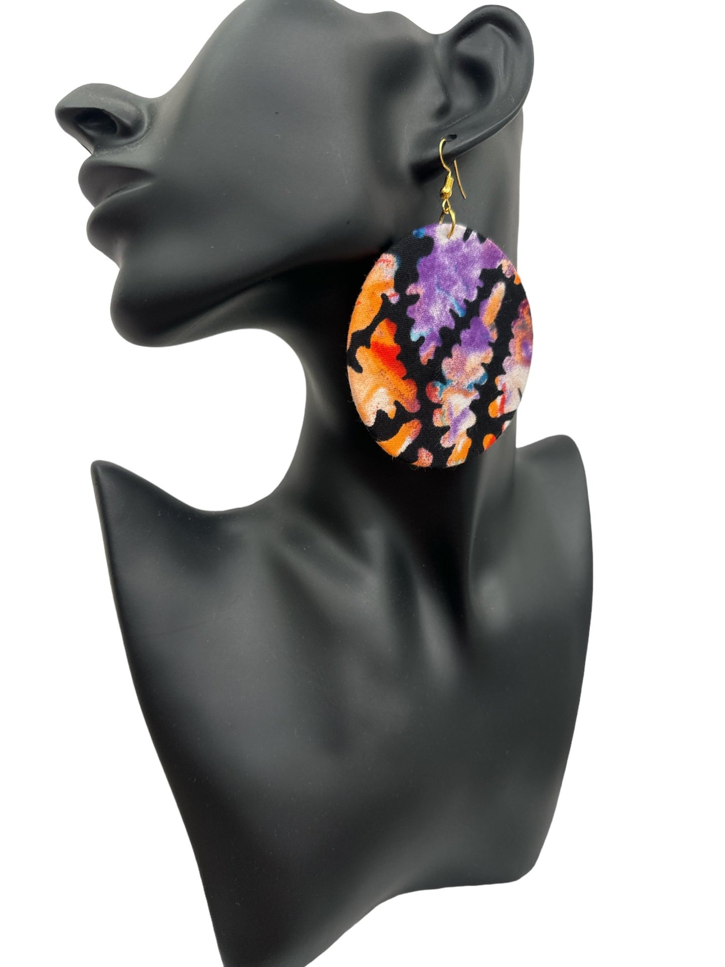 Lightweight African Printed Ankara Fabric Round Dangle Earrings - Fatisha Boutique