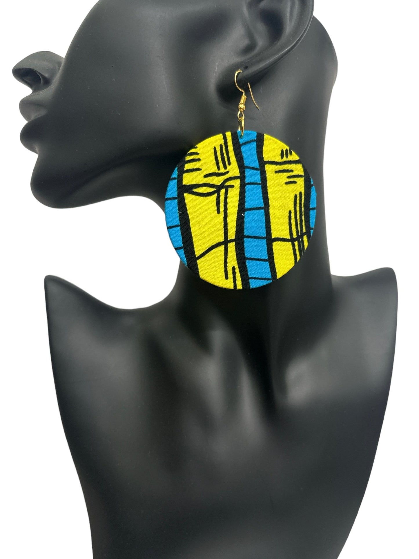 Lightweight African Printed Ankara Fabric Round Dangle Earrings - Fatisha Boutique
