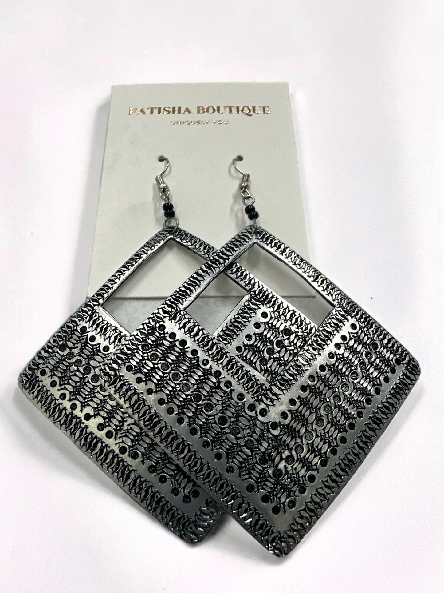 Lightweight Authentic African Engraved Silver Aluminium Ethnic Dangle Earrings - Fatisha Boutique